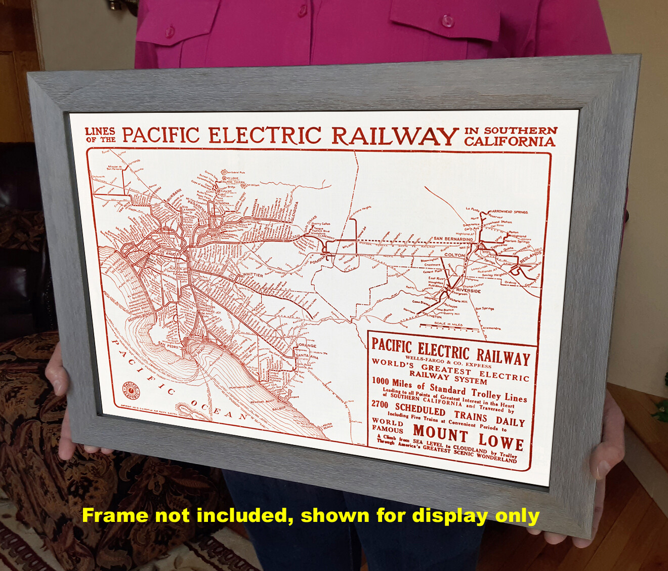 Pacific Electric Railway Map 1913 with Mount Lowe Advertisement