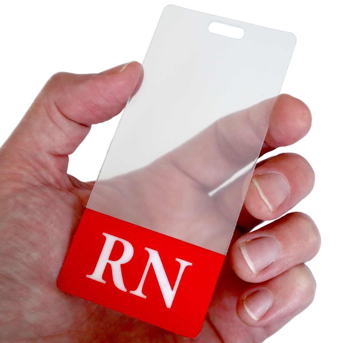 Clear RN Badge Buddy VERTICAL - Transparent Hospital & Nurse ID Backer Card
