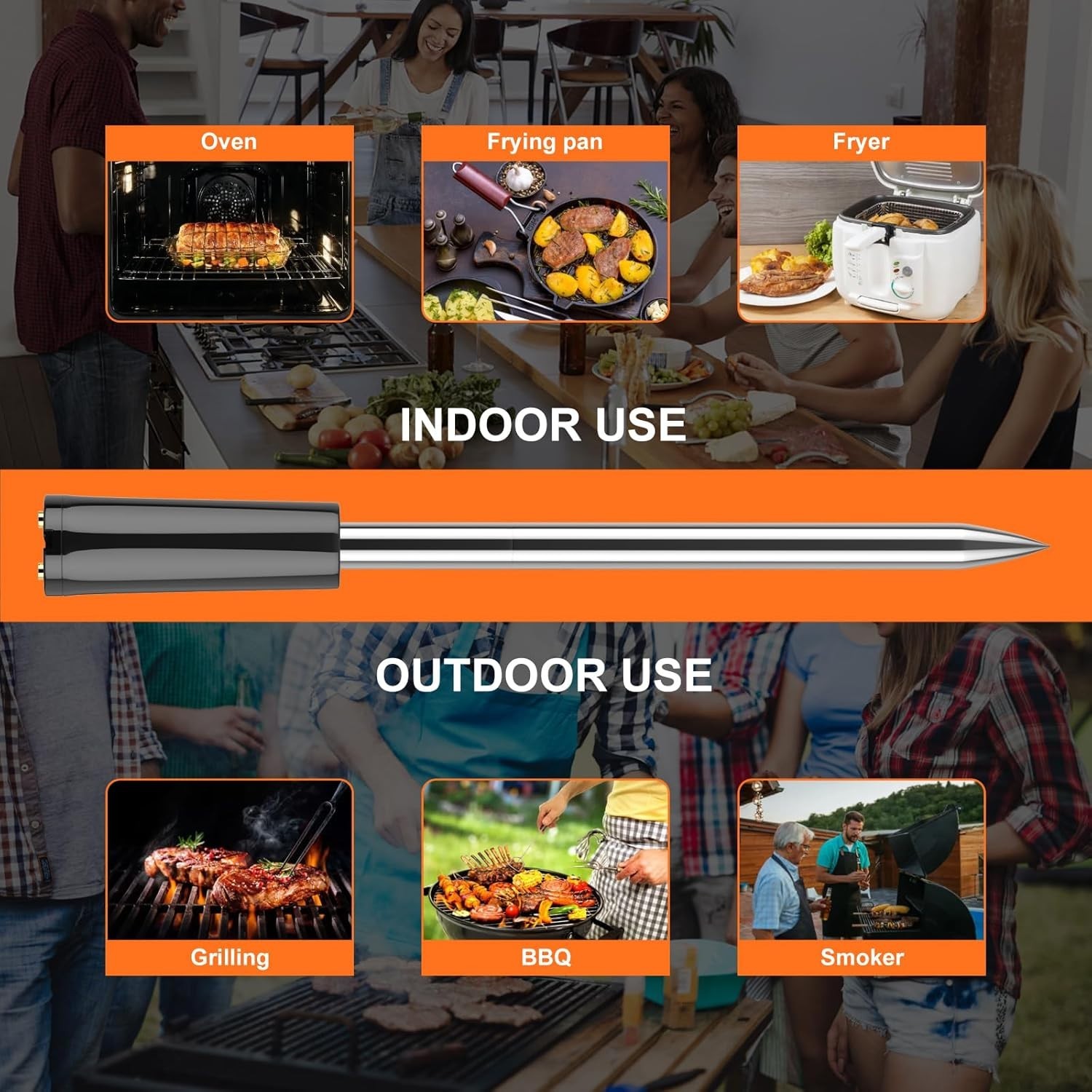 Wireless Meat Thermometer Bluetooth: with Ceramic Probe for Grilling/Cooking/BBQ