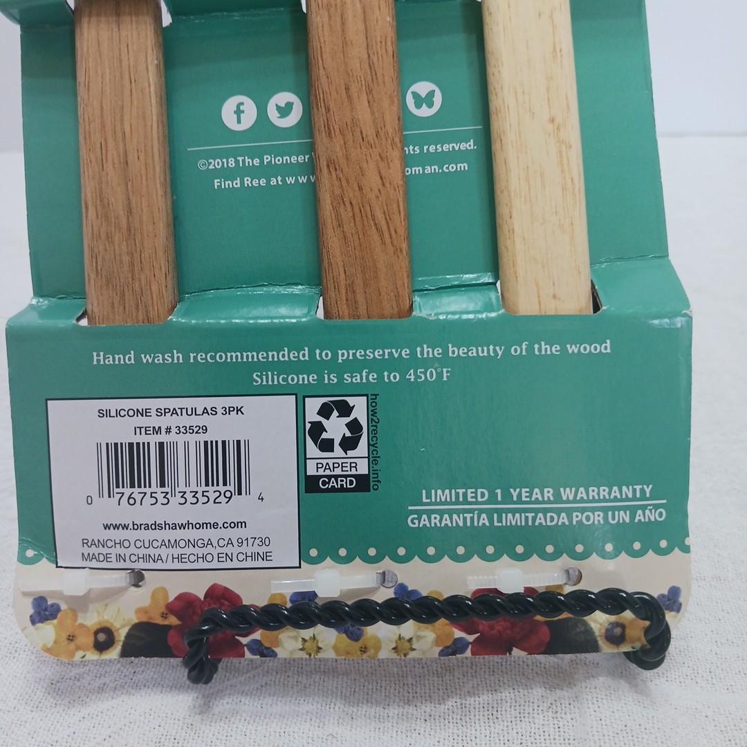 The Pioneer Woman Mini Silicone Spatula Acadia Wood Handle 3 Piece Set New!