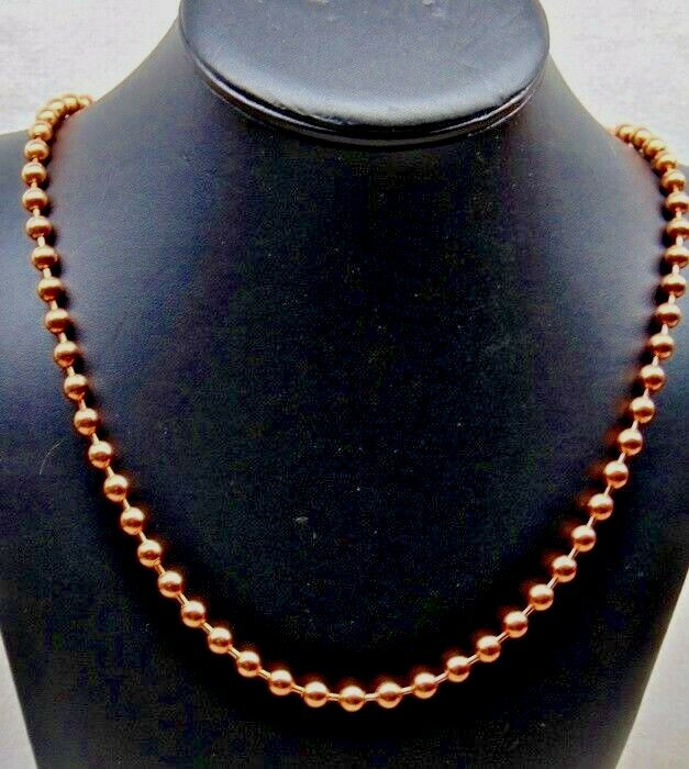 100% COPPER BALL CHAIN Necklace 6.3mm bead ~ #13 size Various Lengths w/ Clasp