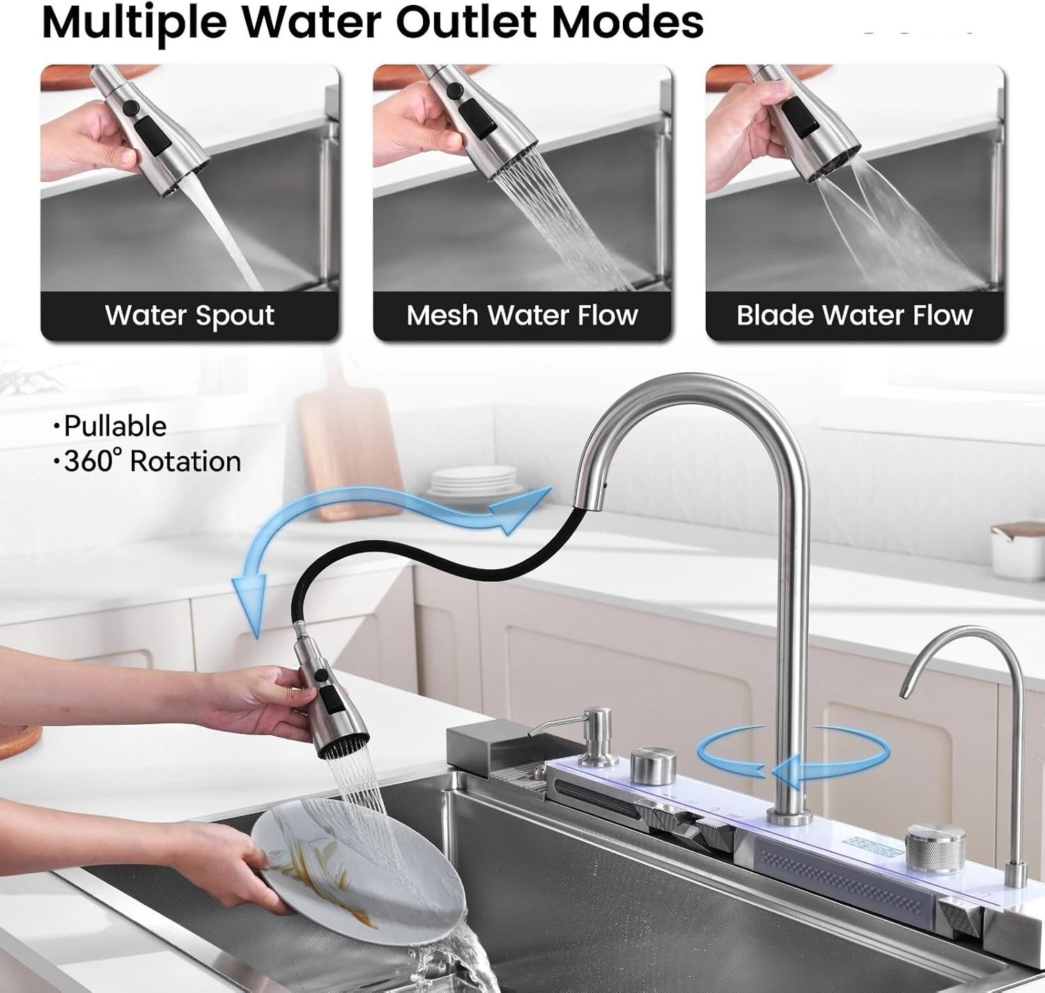 33x22 Inch Stainless Steel Undermount Kitchen Sink Single Bowl with Faucet Combo