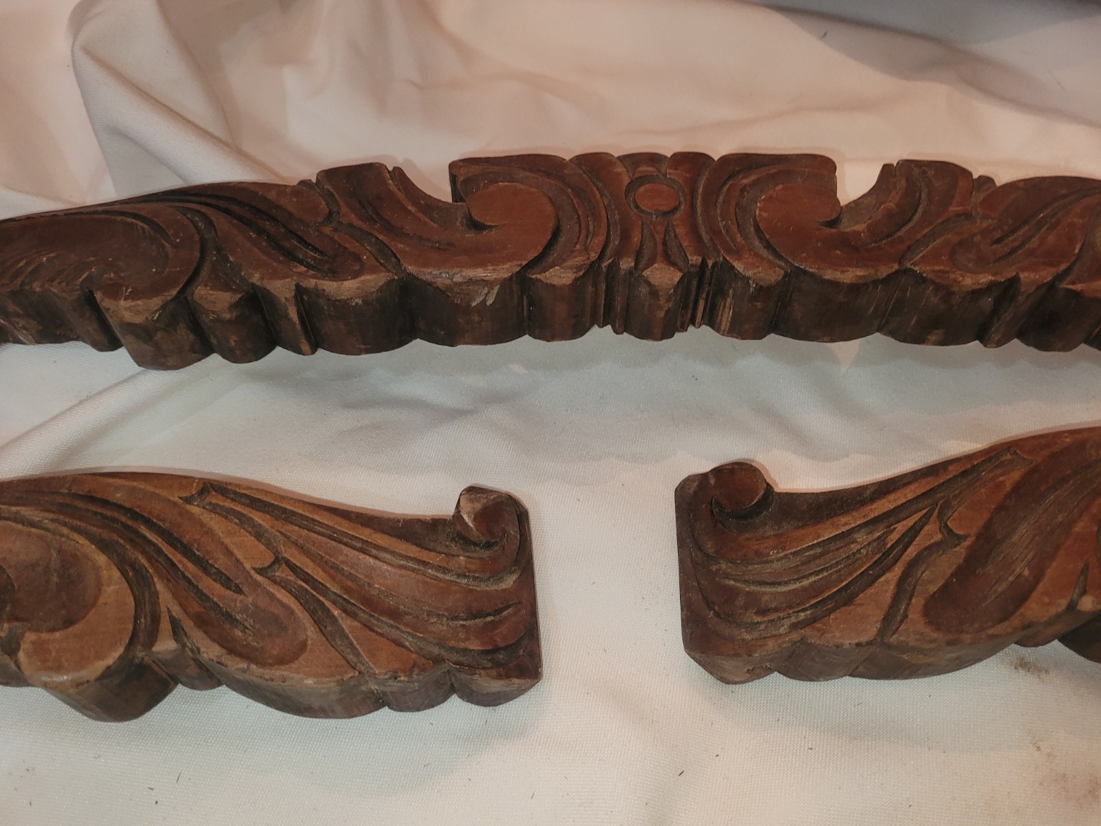 Antique 19th Century Hand Carved Architectural Scrollwork, Salvaged Sofa Apron