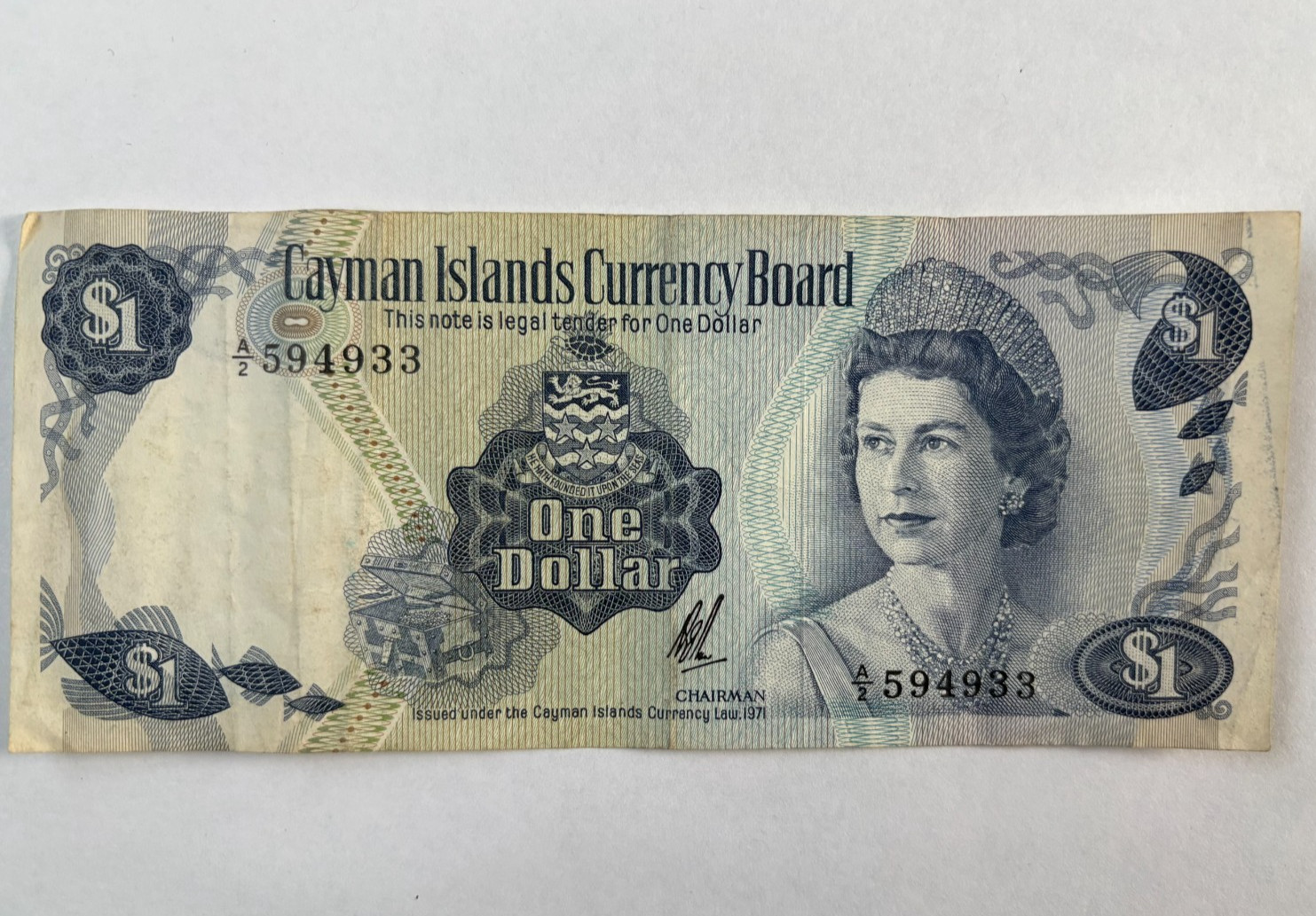 Cayman Islands $1 Dollar 1971 Good Condition Circulated Queen Elizabeth II