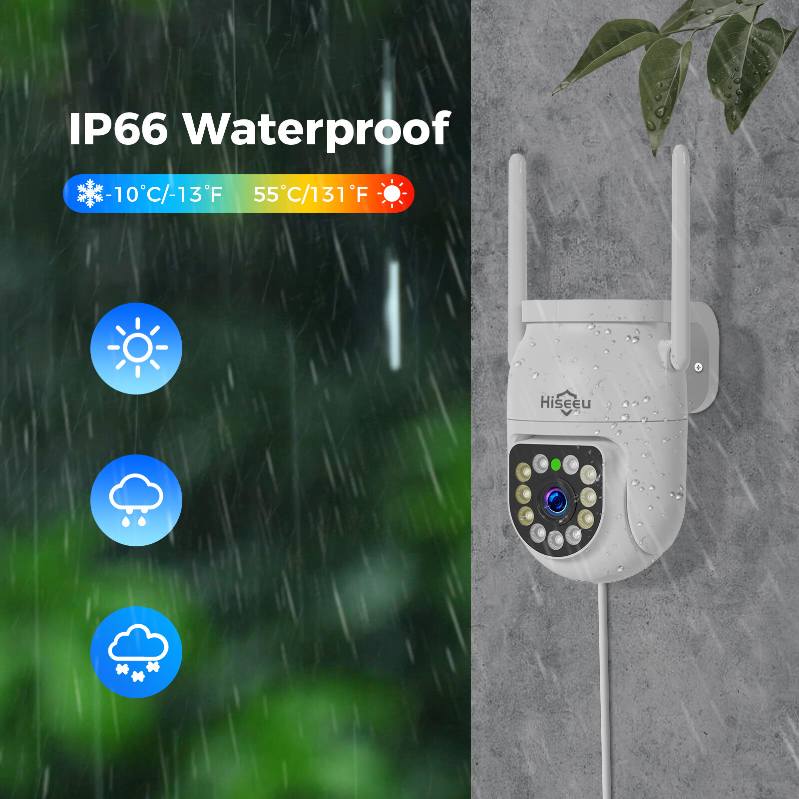 Hiseeu 3MP 16CH NVR Outdoor Wifi PTZ Security Camera System 2-Way Audio 500G HDD