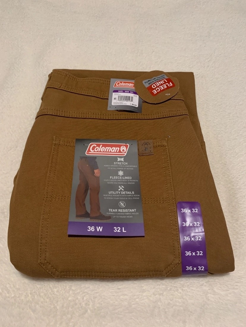 Coleman Men's Carpenter Fleece Lined Pants Choose SZ & Color Toffee, Green, Grey