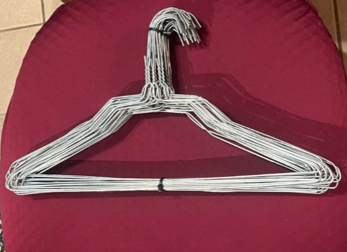 50 Strong Silver Metal Steel Wire Hangers Shirt Clothes Size 15 1/2 inch