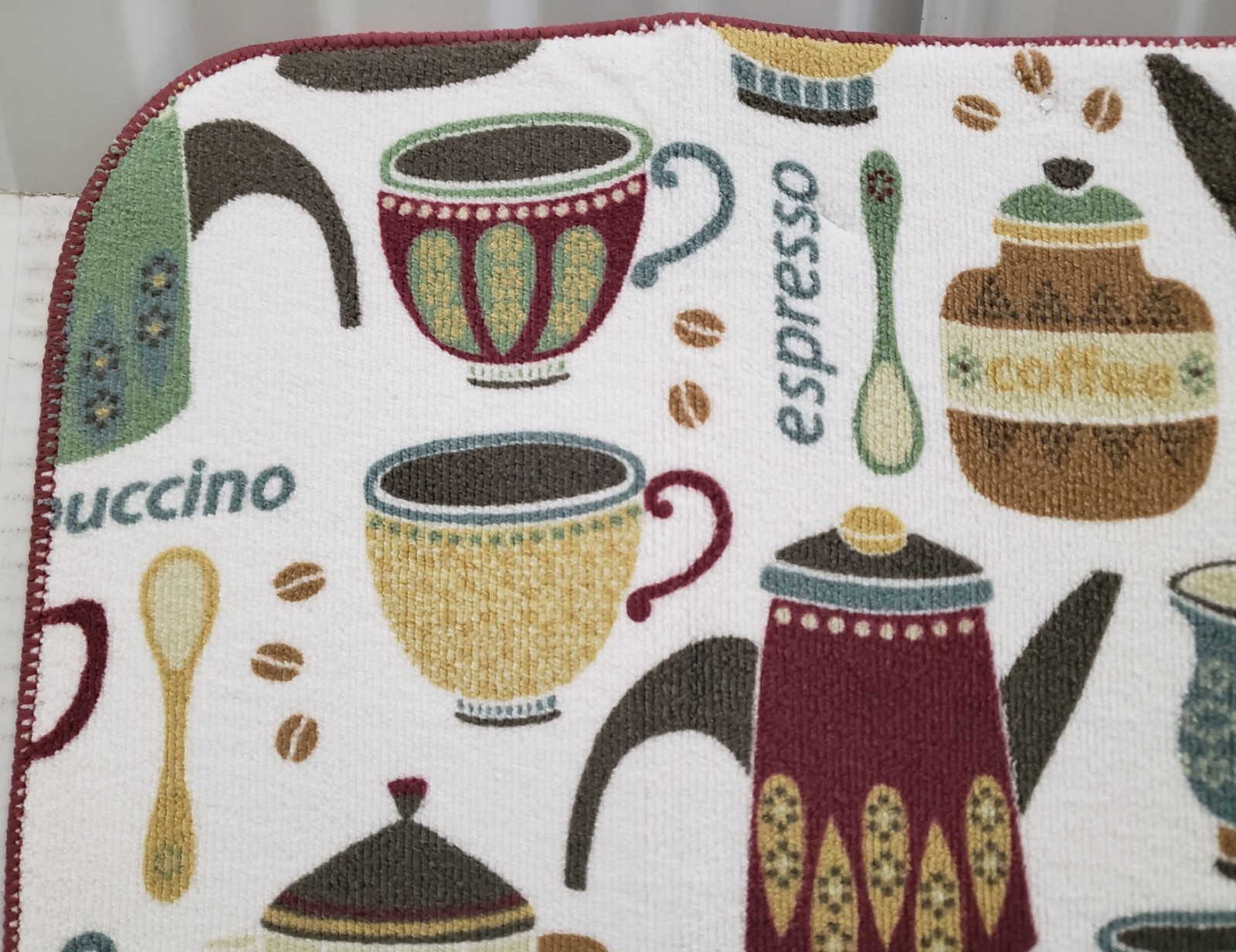 Printed Microfiber Dish Drying Mat (16"x19") COFFEE CUPS, SPOONS & TYPES, FC