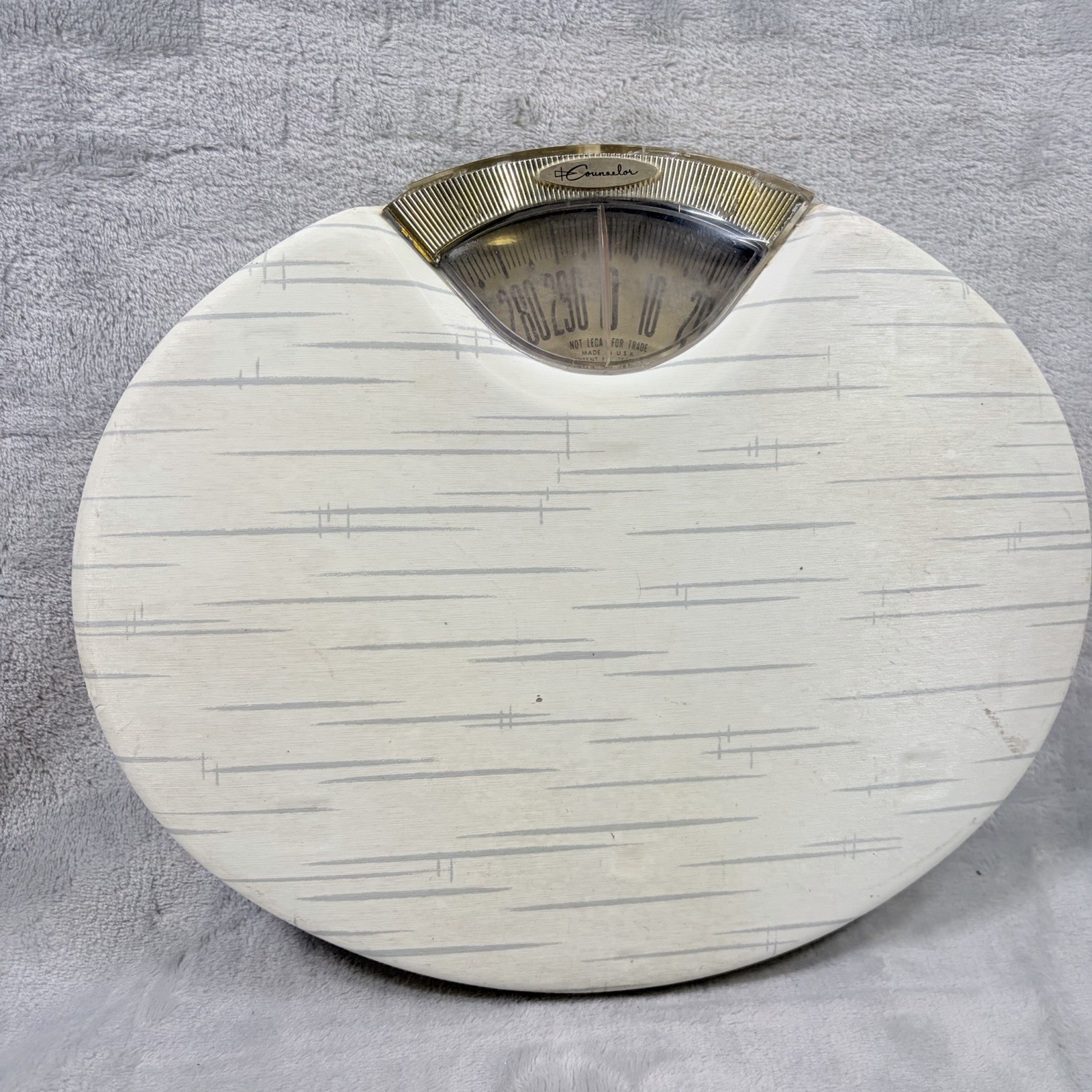 Vintage Counselor Bathroom Scale Atomic Starburst MCM White Gold Made in USA