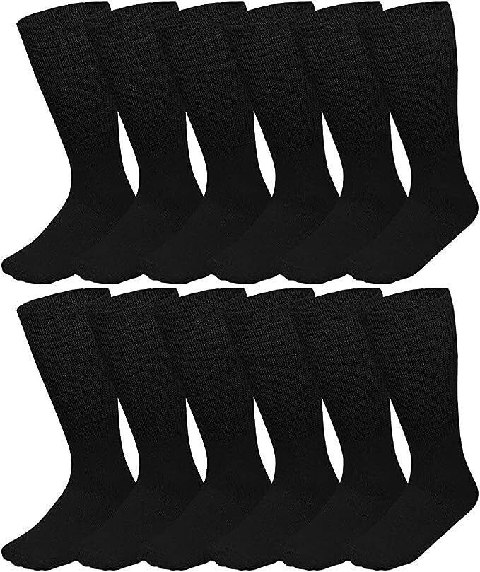 Diabetic Socks, Non-Binding Circulatory Cushion Cotton Crew Socks for Men Women