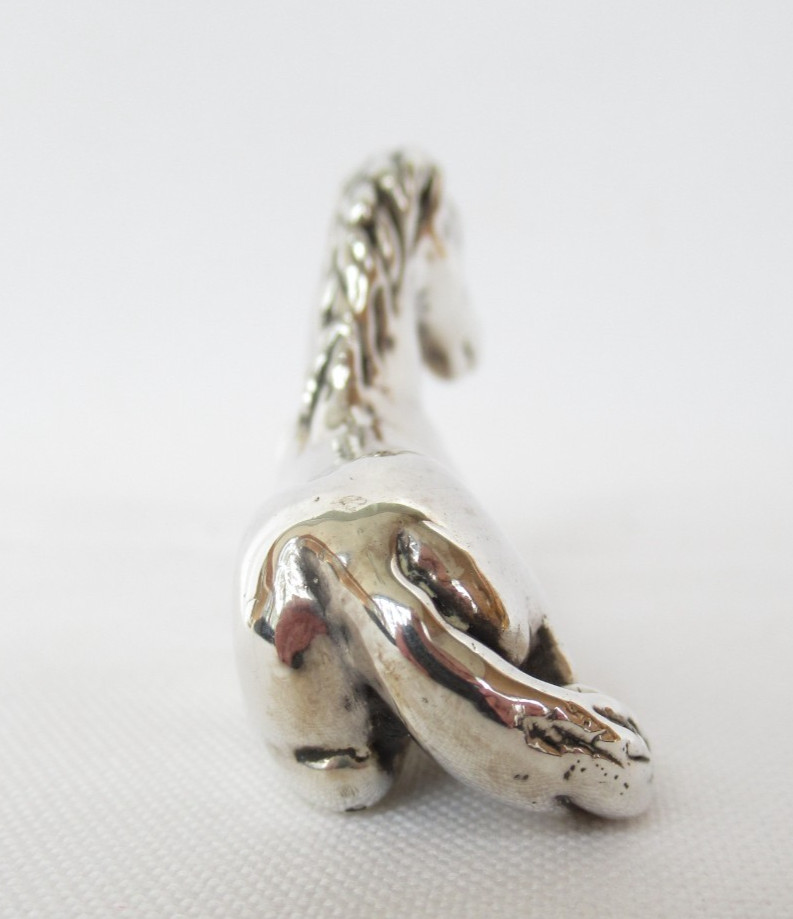 Vintage Miniature Sterling Silver Lying Down Horse Pony Animal Figurine