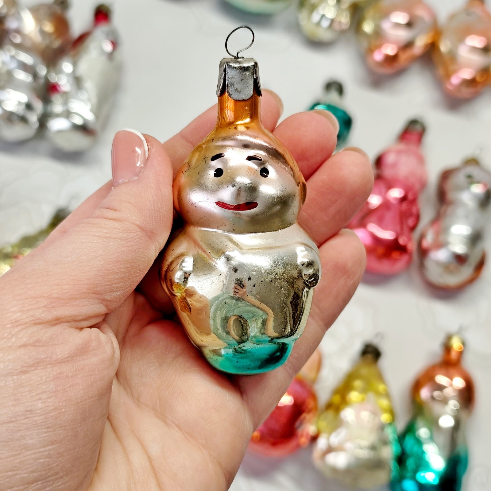 Vintage glass Christmas Ornament character animal decoration soviet USSR №728