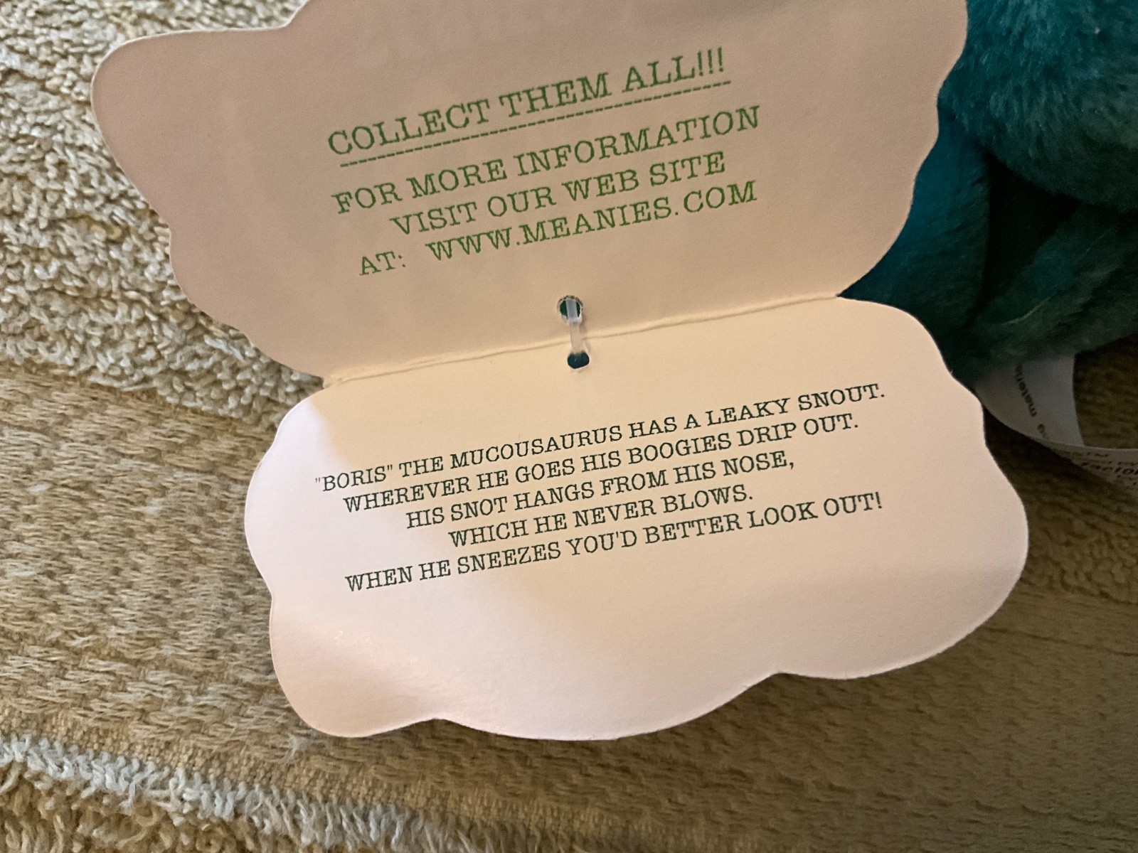 New Vintage 1997 Meanies Series 1 HURLEY THE TOUCAN Bean Bag Plush