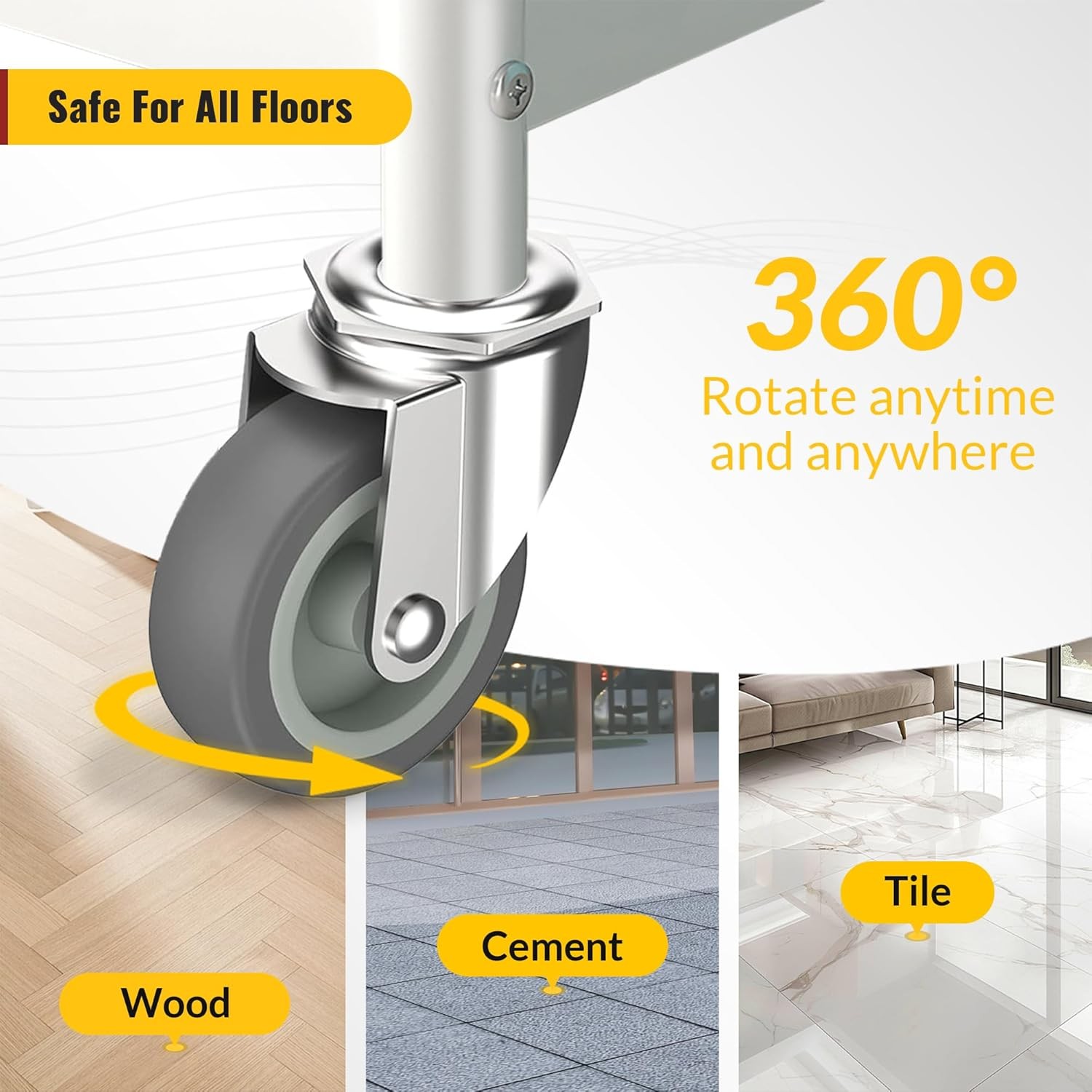 3 Inch Caster Wheels Threaded Stem Casters Set of 4 Heavy Duty Swivel Wheel