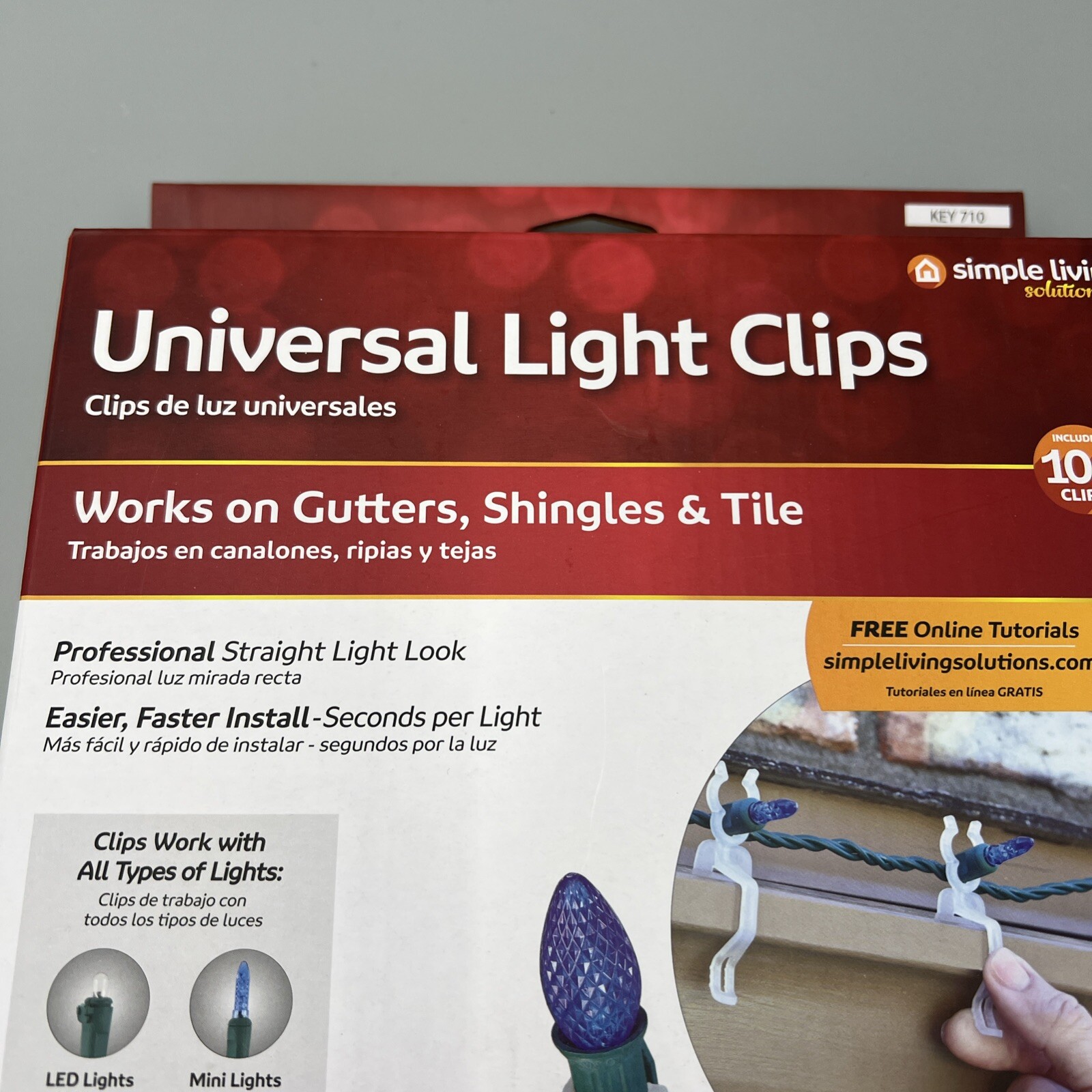 100 Universal Light Clips! Simple Living Solutions For Gutters, Shingles & Tile
