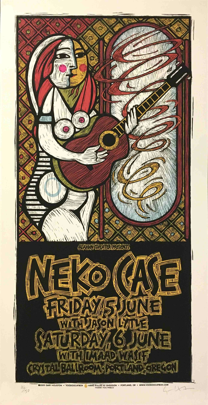 Neko Case Poster Jason Lytle Crystal Ballroom 2009 Hand-Signed by Gary Houston
