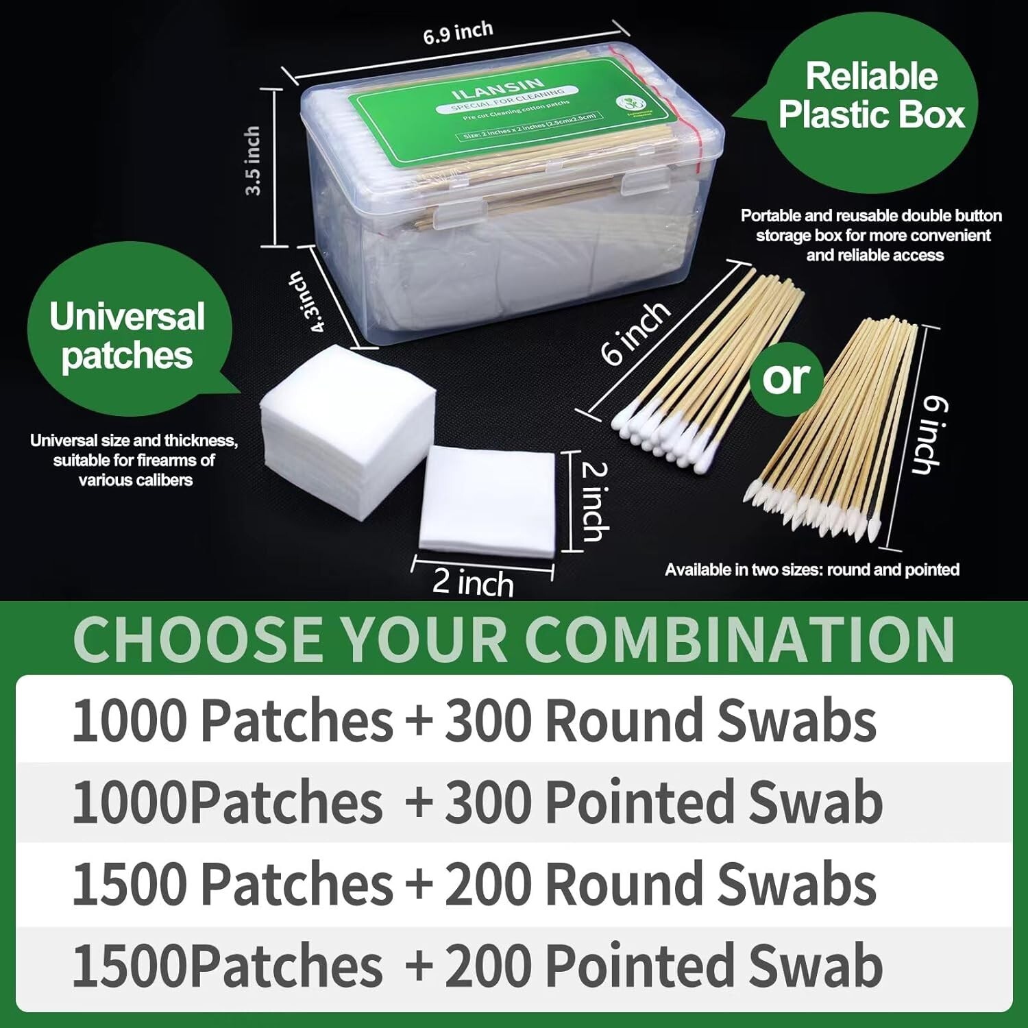 800/1700 gun cleaning suppliesâ€”1500PCS Gun Cleaning Patches +200PCS Gun Cleani