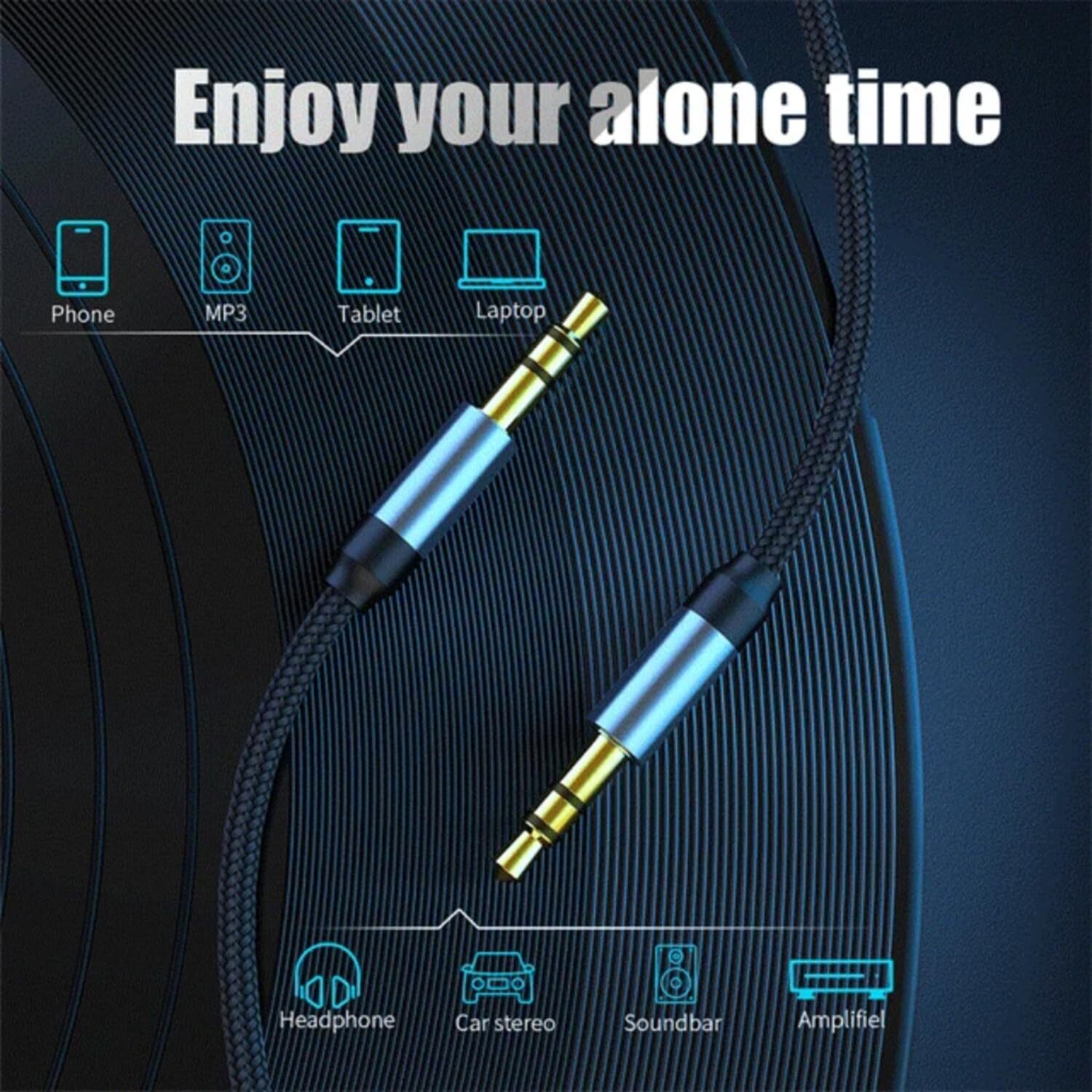 6FT 3.5mm AUX Audio Nylon Braided Cord Cable PC iPod Car Phone headphone more