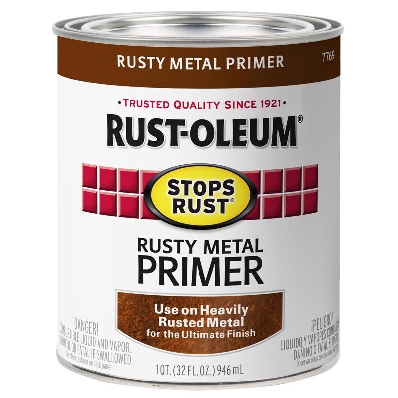 Rust-Oleum RUSTY METAL PRIMER 1 qt Stops Rust BROWN Alkyd Oil-Based