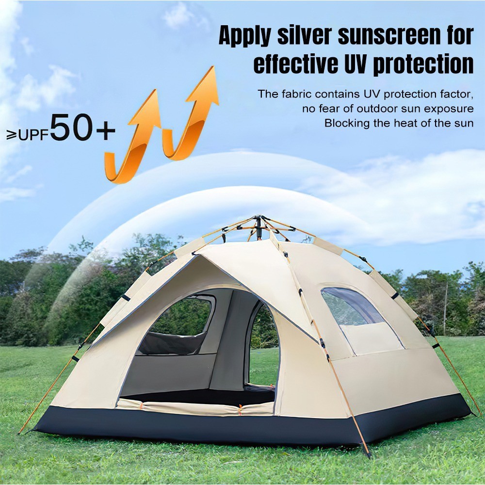 3-4 Person Automatic Camping Tent Hiking Instant Canopy Pop Up Tents Waterproof