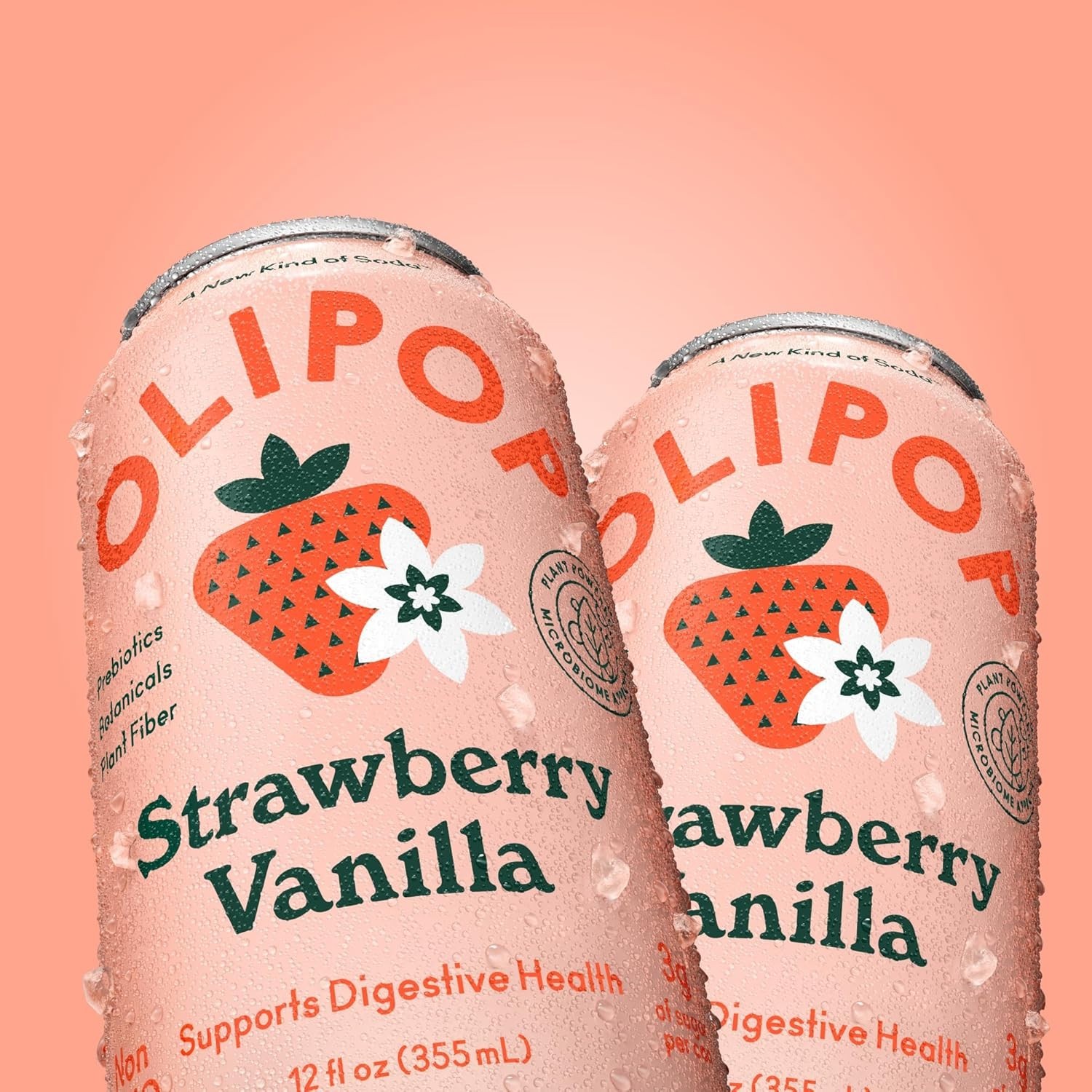 OLIPOP Prebiotic Soda Pop Strawberry Vanilla 12oz 12 Cans – Low Sugar Gut Health