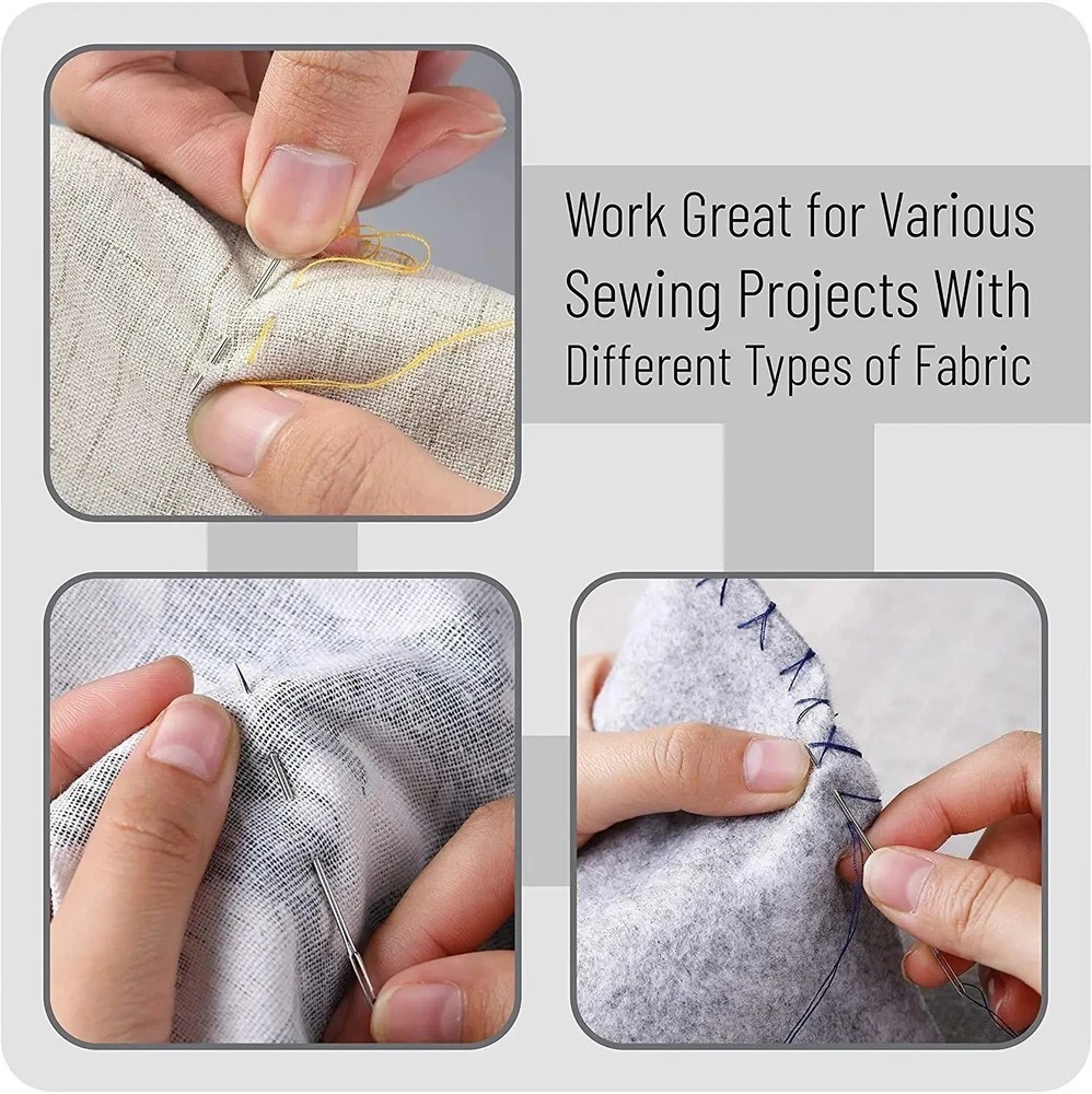 55pcs Big Eye Sewing Needles Stainless Steel Mixed Sizes Embroidery Set