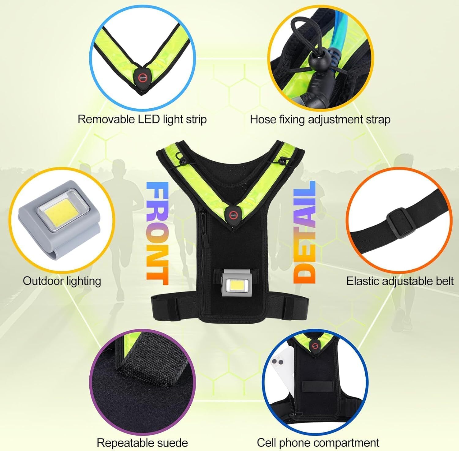 Running Vest for Women Men, Adjustable Hydration Vest Running with Water Bladder
