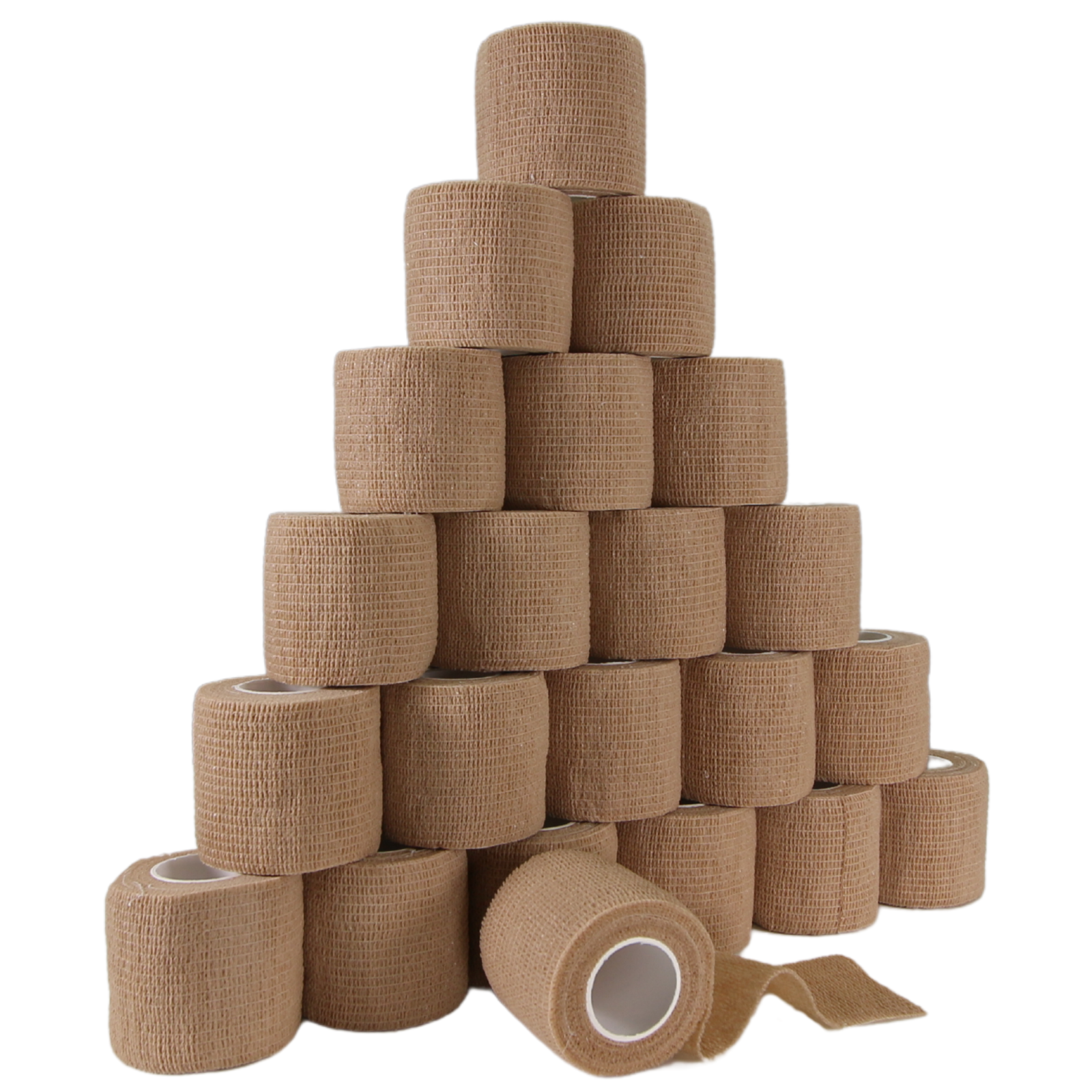 24-Rolls Self Adhesive Bandage Wrap, Vet Tape, Medical Tape (2 In x 5 Yds) Beige