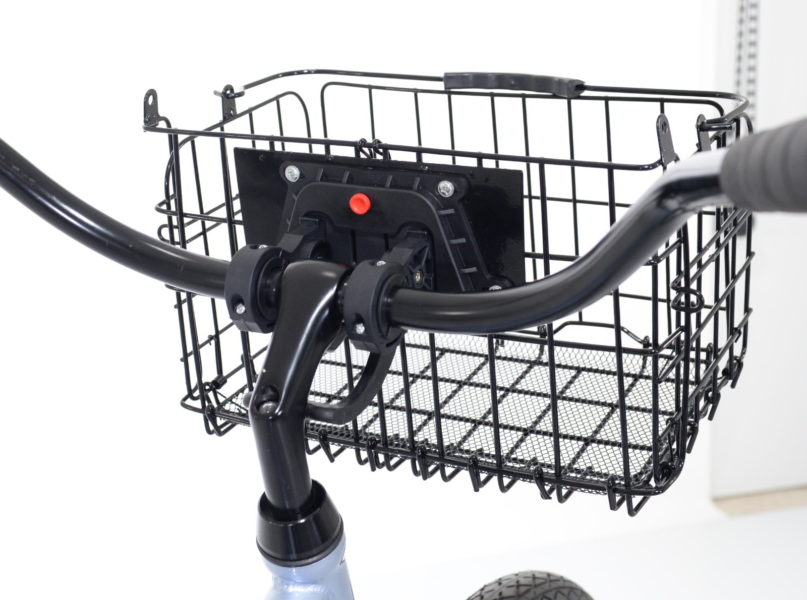 Bicycle Handlebar Basket Folding w/Quick Release Mount Gloss Powder Coat Black