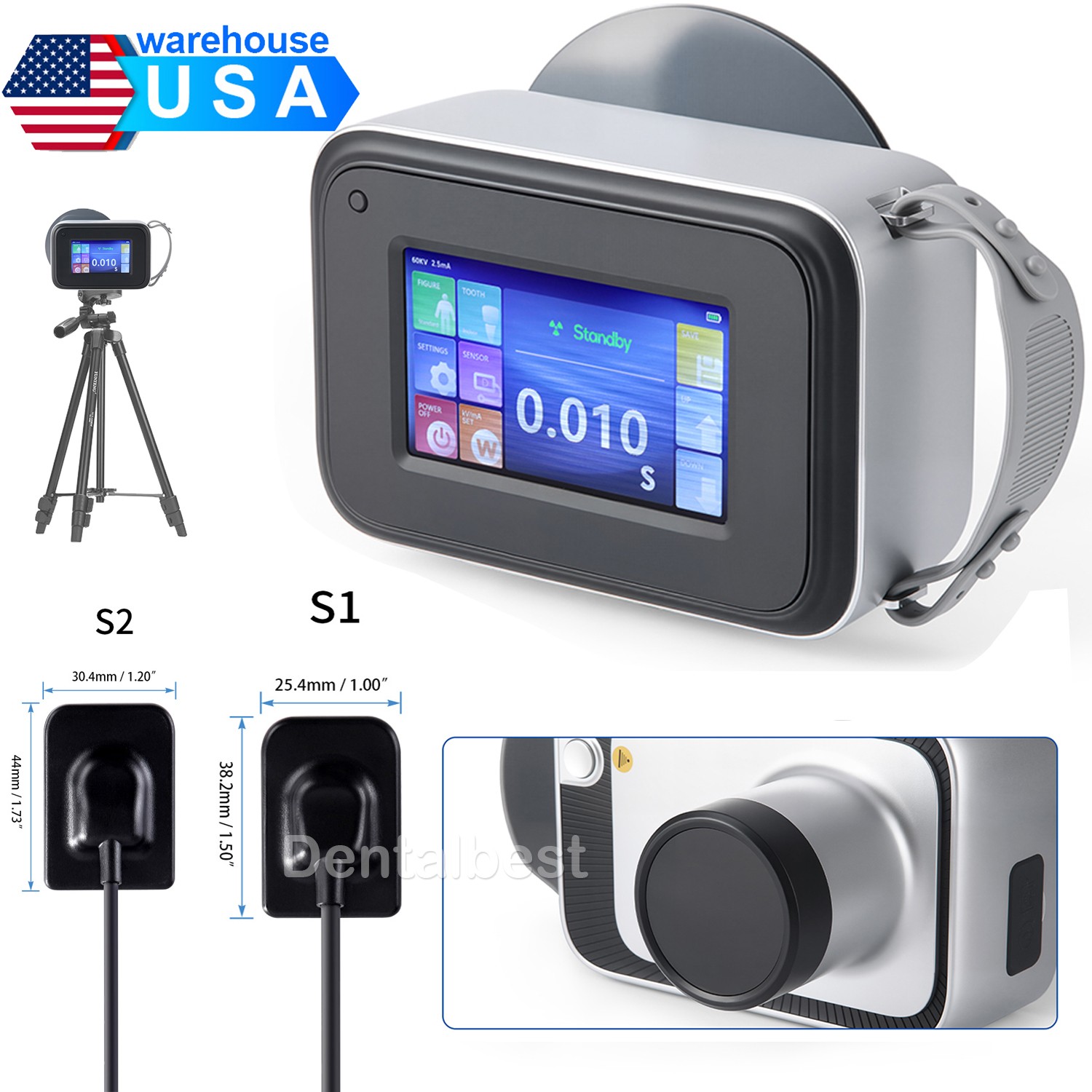 Dental X Portable Rays Digital Machine Rayos with Shield/Digital Sensor Size 1/2