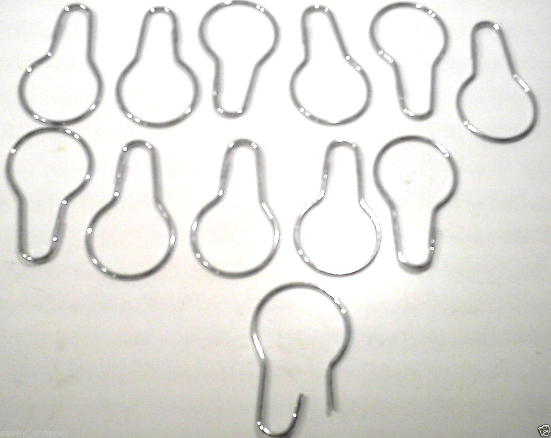 SHOWER HOOKS 12 PC. CHROME PLATED SHOWER CURTAIN HOOKS, RINGS