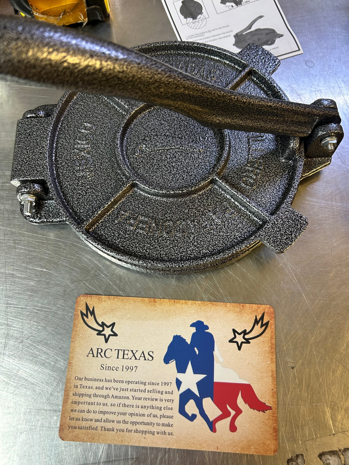 Arc USA 8" Tortilla Press Cast Iron Empanadas Dough Arepas Heavy Duty Pataconera