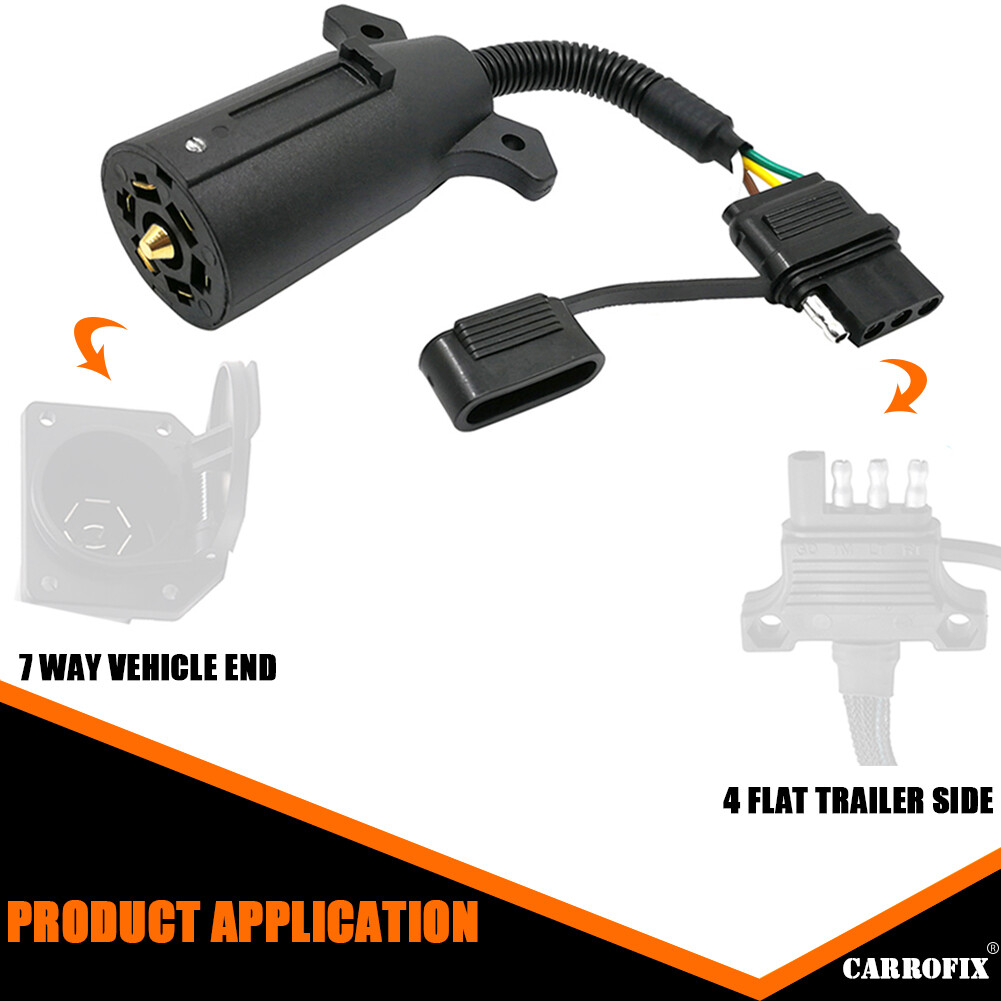 Truck RV Blade 7-Way to 4-Way Flat Trailer Wiring Adapter Connector Plug 7/4 Pin