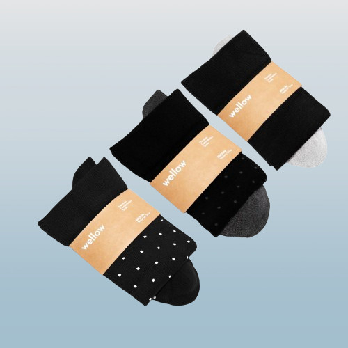 Wellow Bamboo Compression Socks Knee High 3 pack - Blackstar Large(9.5-13)