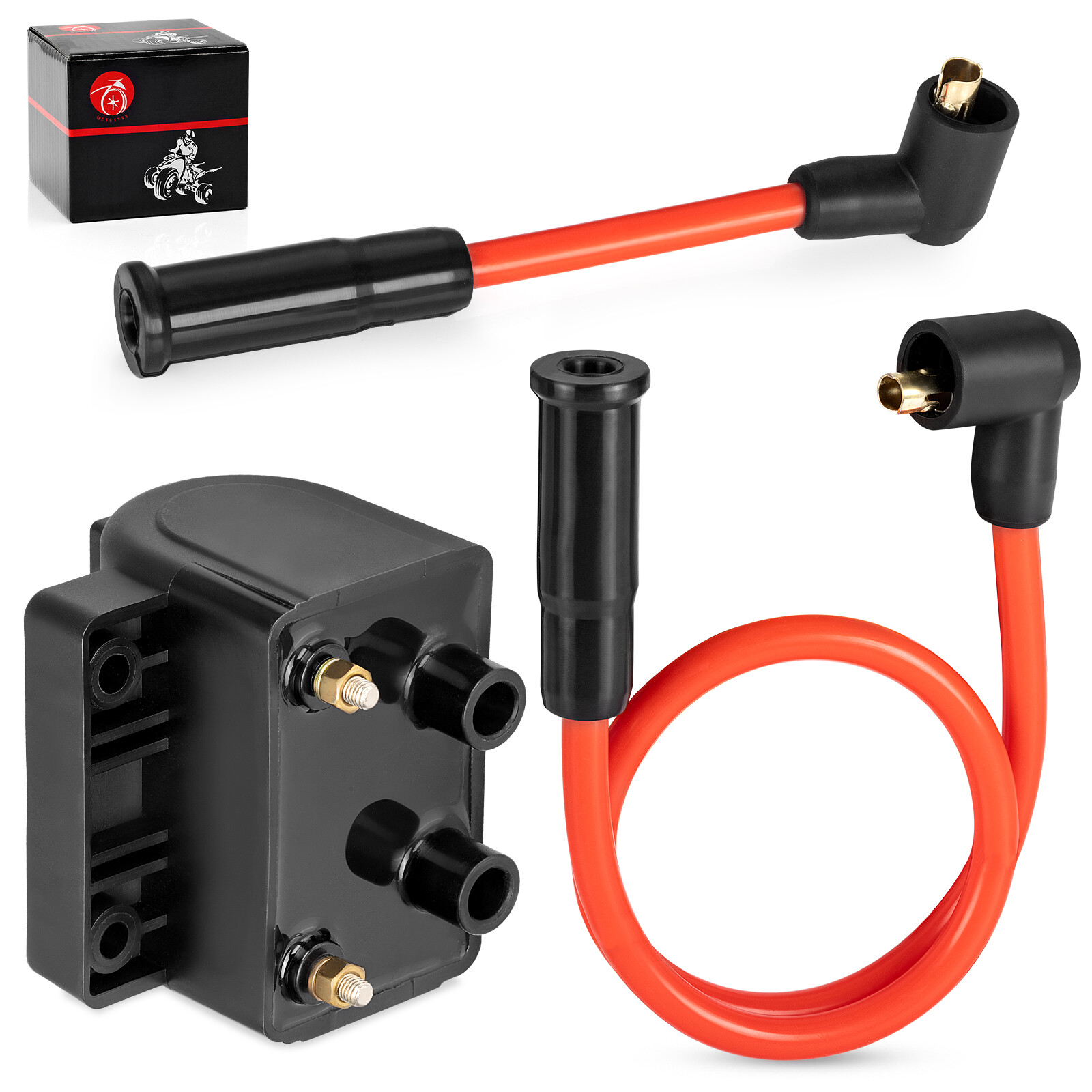 IGNITION COIL 12V 83-99 31614-83A For Sportster Dyna FXR FLT Spark Plug Wire Cap