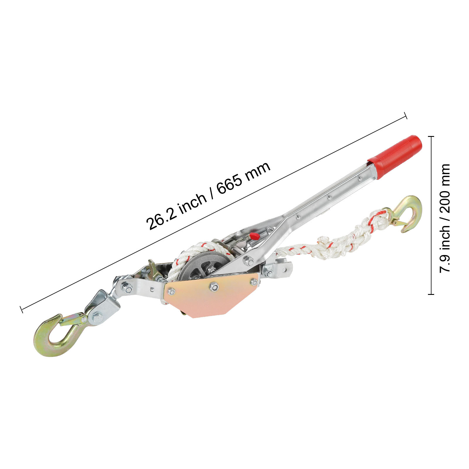 Rope Puller Come Along Winch 3/4 Ton 1653lb Capacity 100' of 0.6" dia Rope