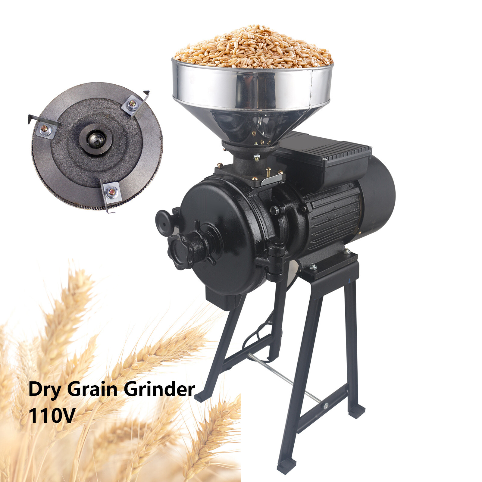 1500W Electric Grinder Mill Grain Wet & Dry Corn Wheat Feed Flour Cereal Machine