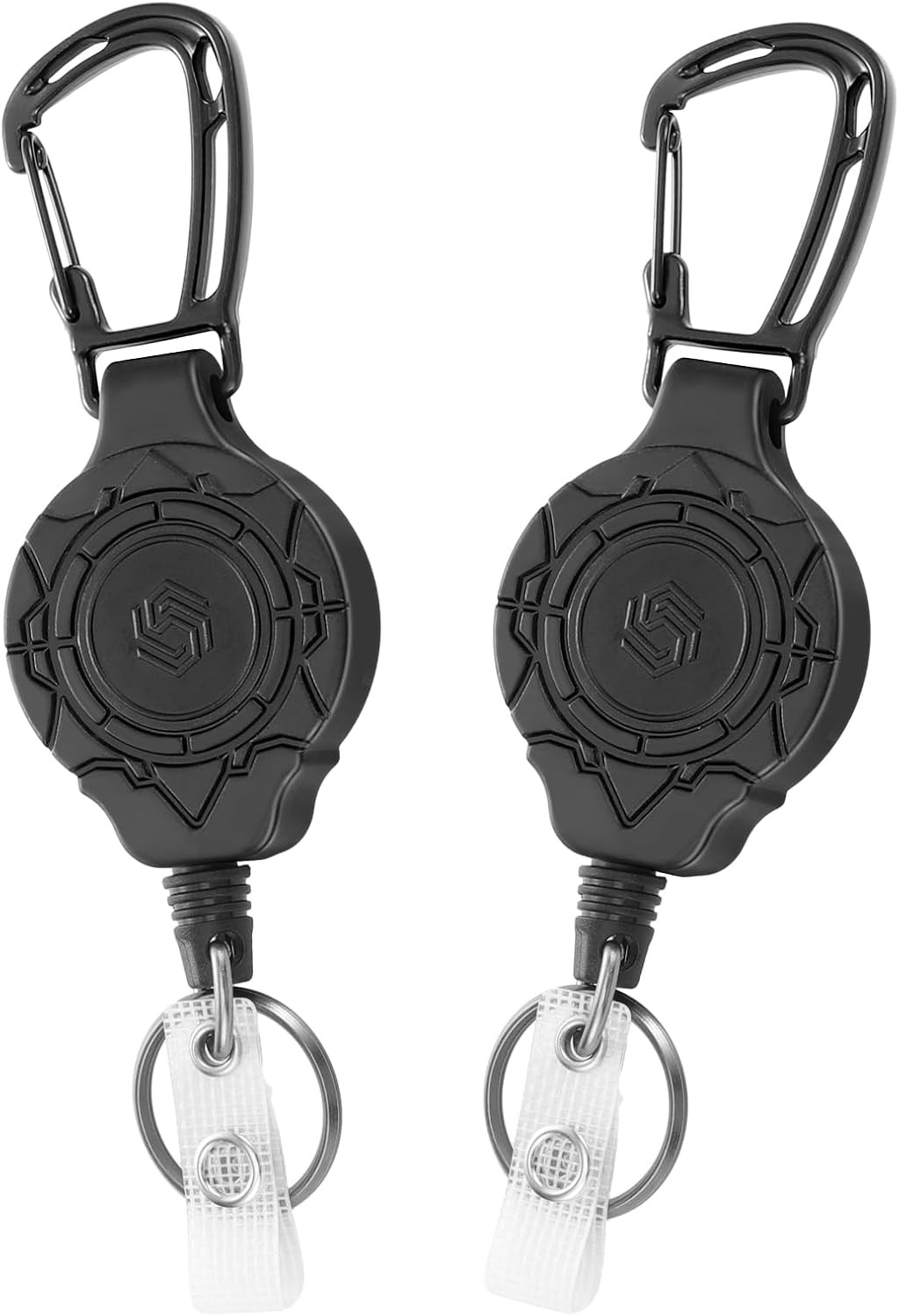 2Pack Heavy Duty Retractable Keychain, Tactical ID Badge Holder Reel Carabiner C