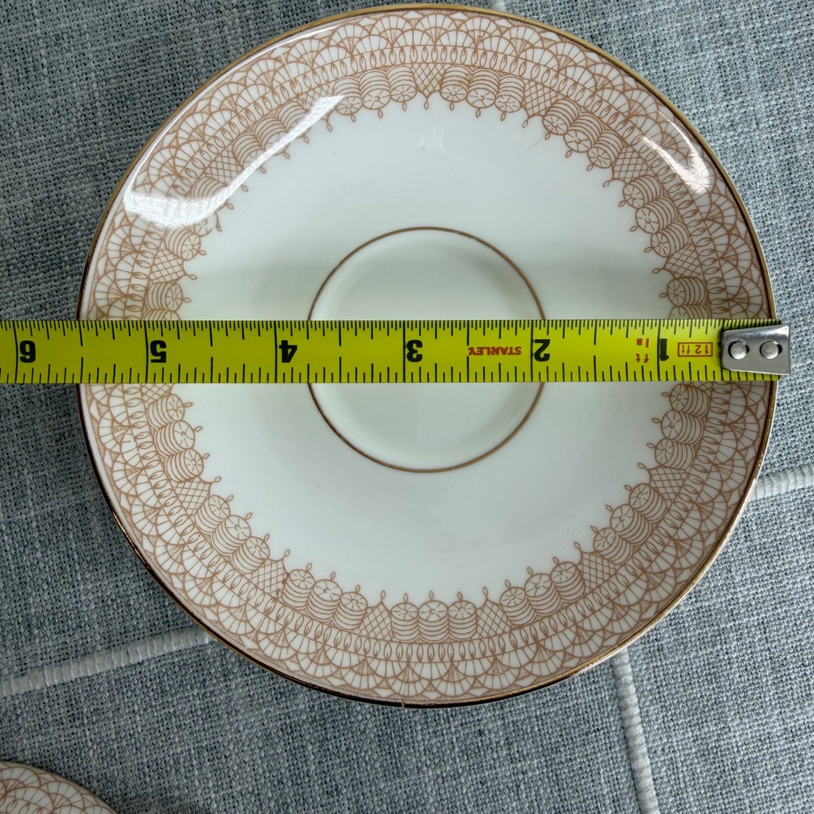 Crown Staffordshire Classic Footed Cup And Saucer Gold Lace White & Gold