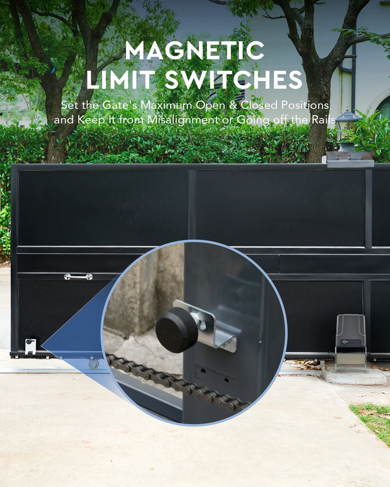 CO-Z Sliding Gate Opener Kit with Solar Panel Remotes for 1800lb 40ft Home Gates