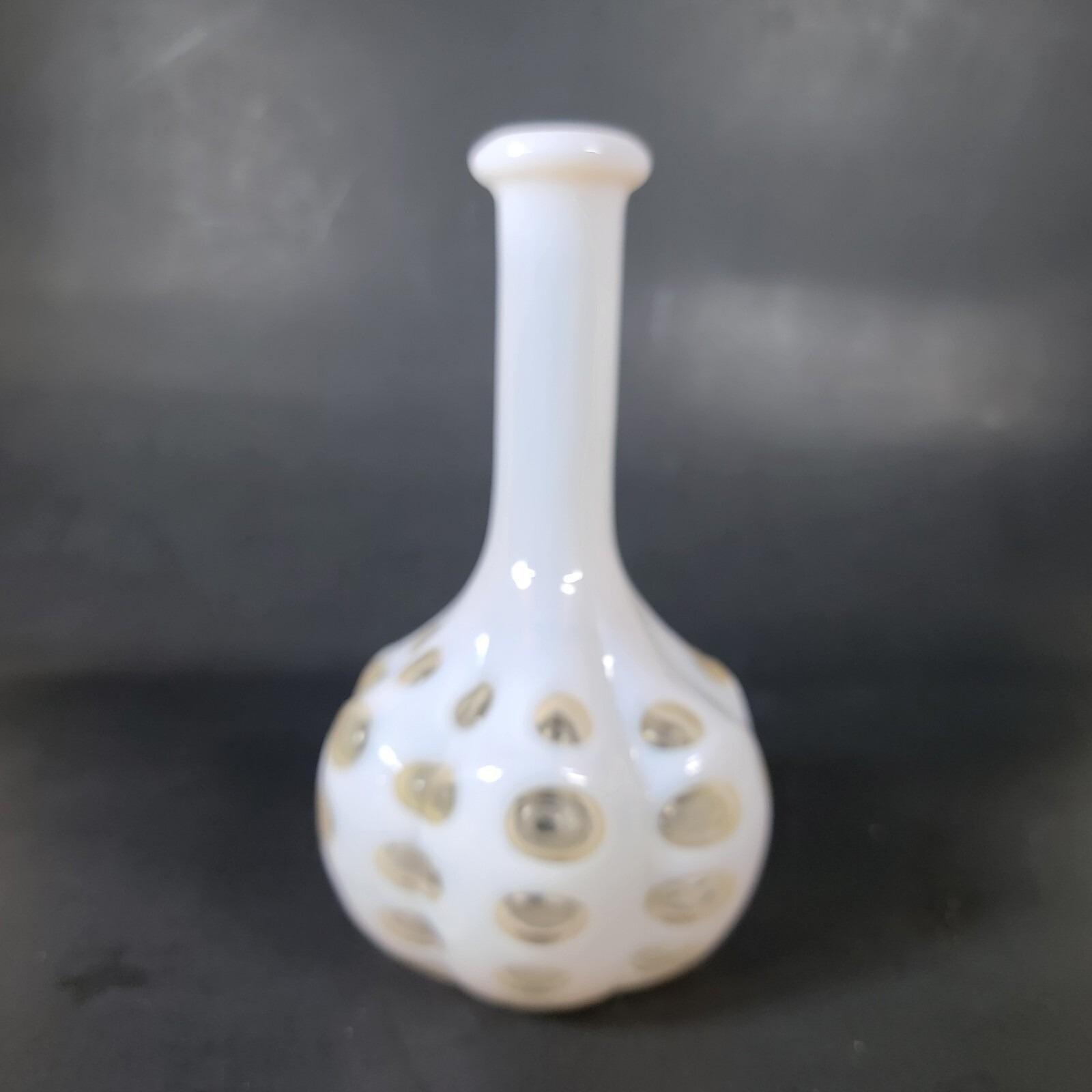 Fenton Art Glass Barber Bottle Old Coin Dot Milk White 7" no Top