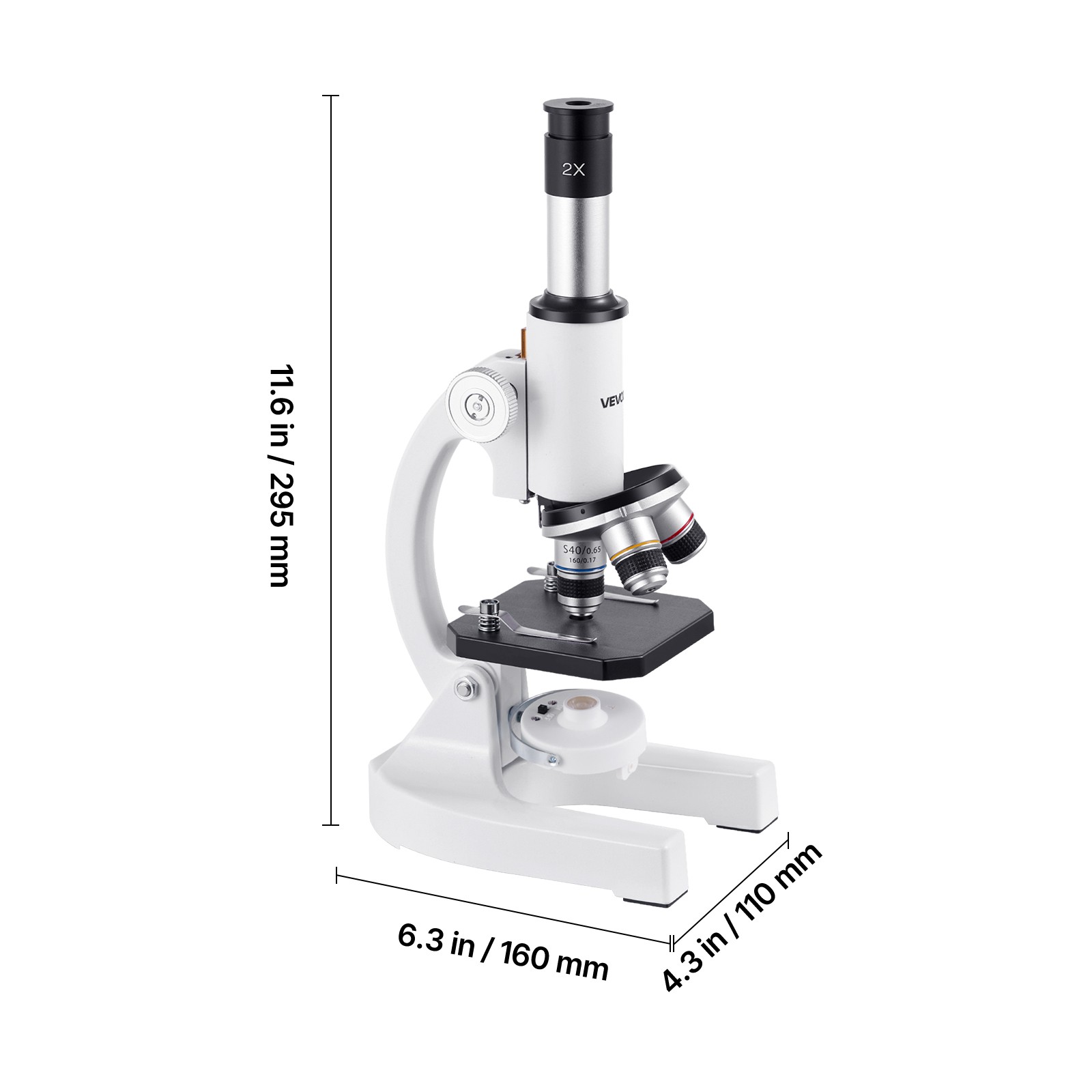 VEVOR Professional Monocular Compound Microscope Kit 40-2000X Magnification