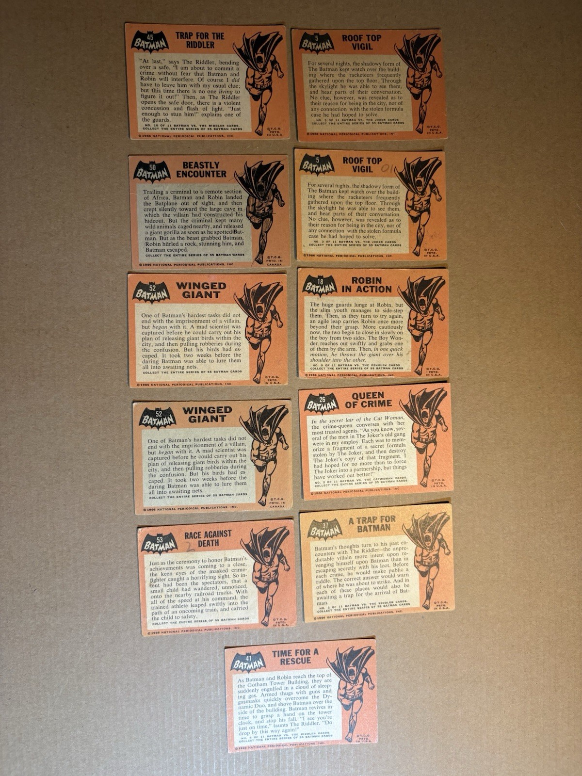 Lot Of 11 1966 Topps Batman Card Black - Low grade Poor