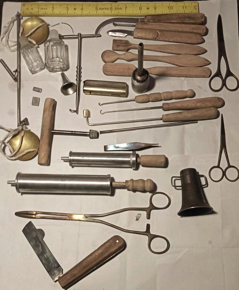 Lot of Antique Medical Civil War Surgical Tools Instruments