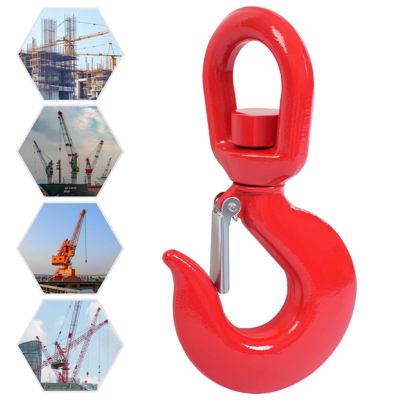 15T/33069.34lb Heavy Duty Swivel Lifting Hook Locking Swivel Hook w/Safety Latch