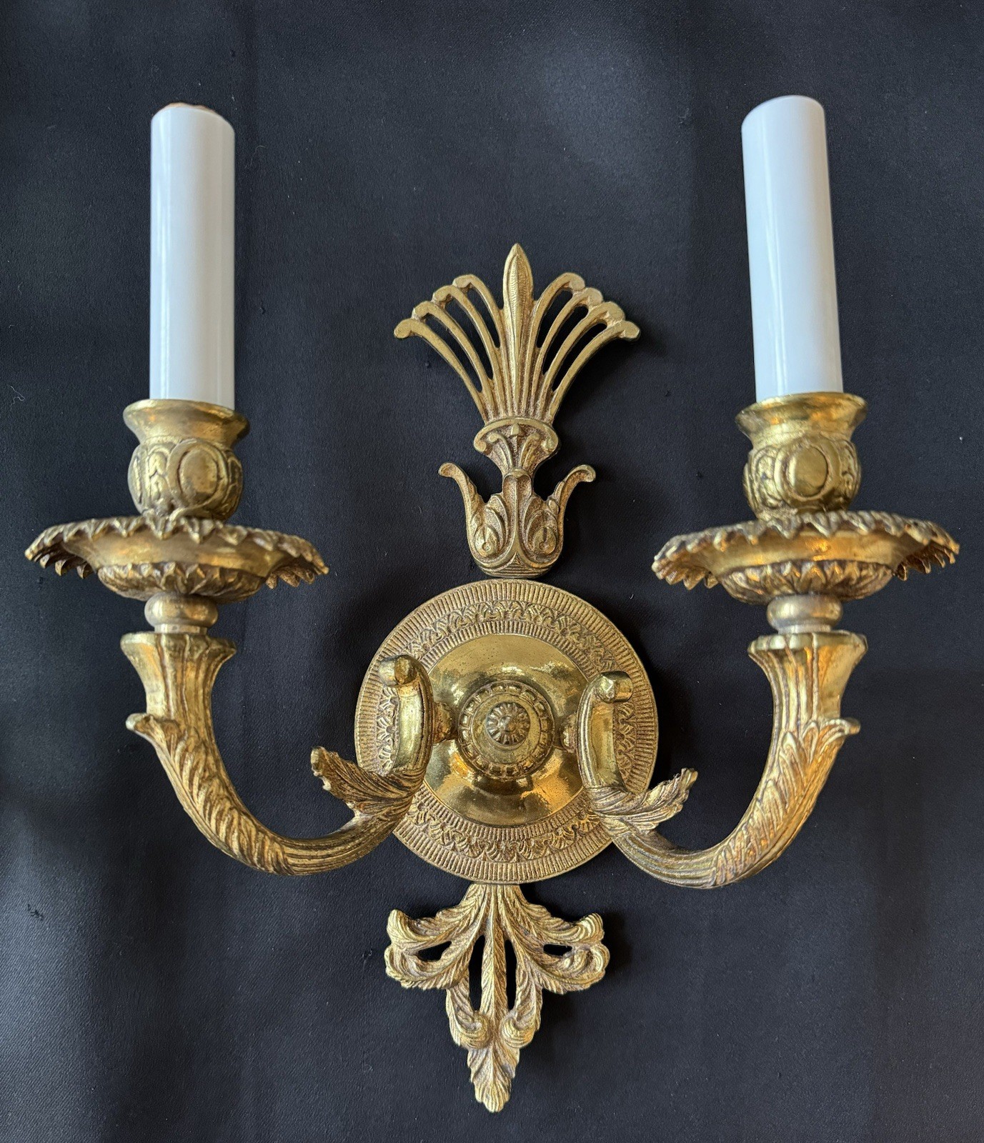 PAIR Vintage French Brass Wall Sconce Candelabras 2 Pair Available