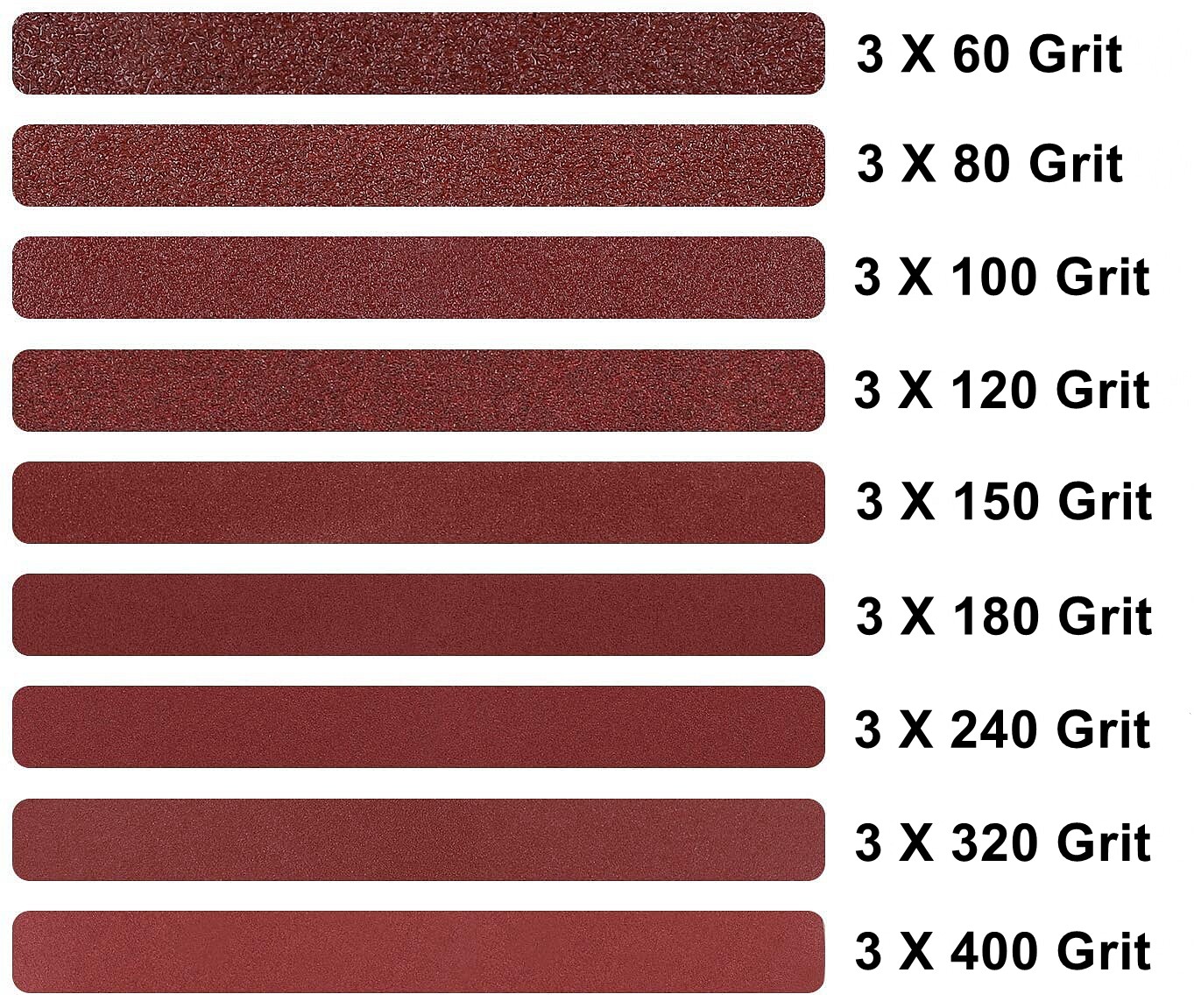 27PCS Sanding Belt 1 x 30 in 60 80 100 120 150-400 Grit Sander Belts Sandpaper