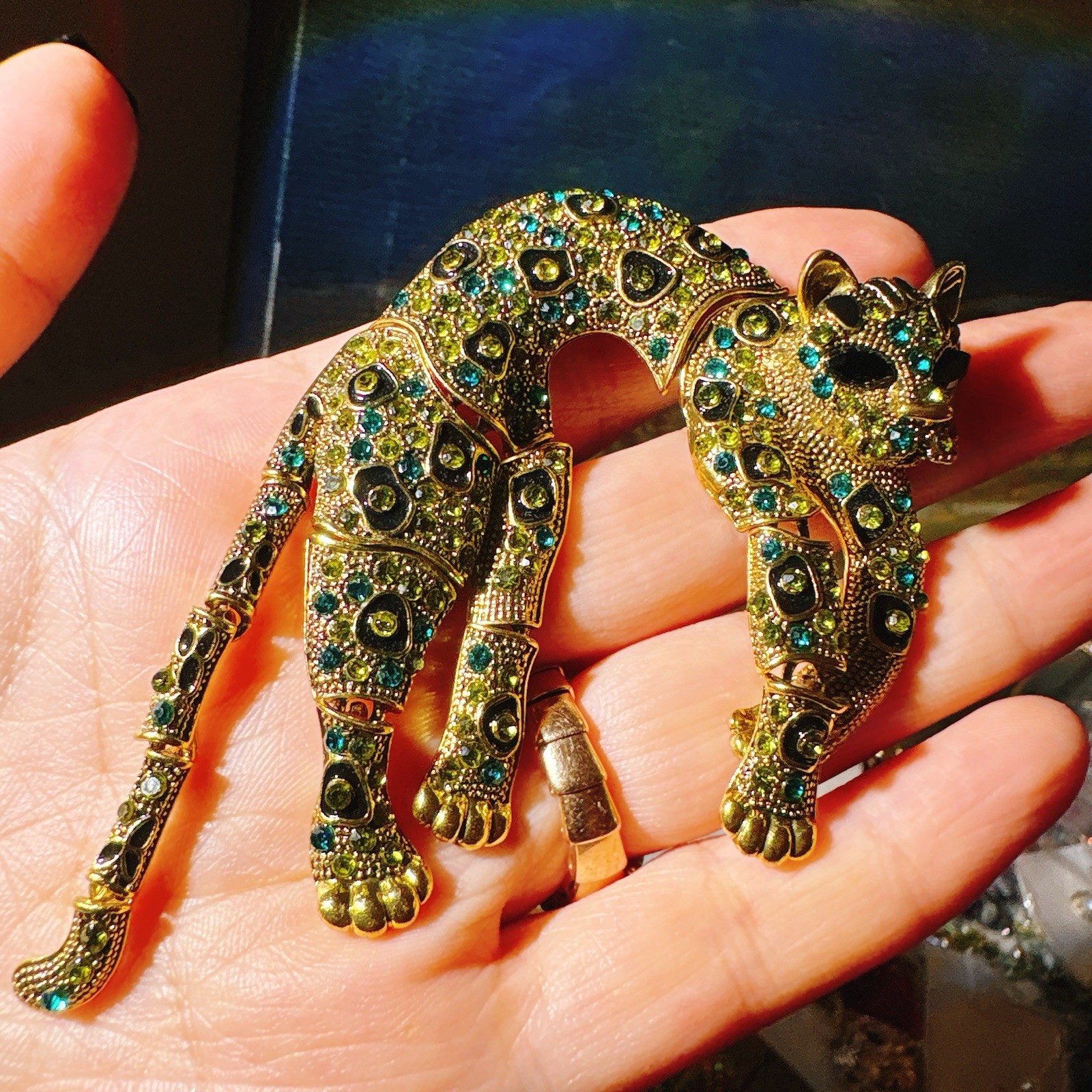 Vintage Hyperbole Rhinestones Large Tiger leopard Shoulder Decor Brooches Gift