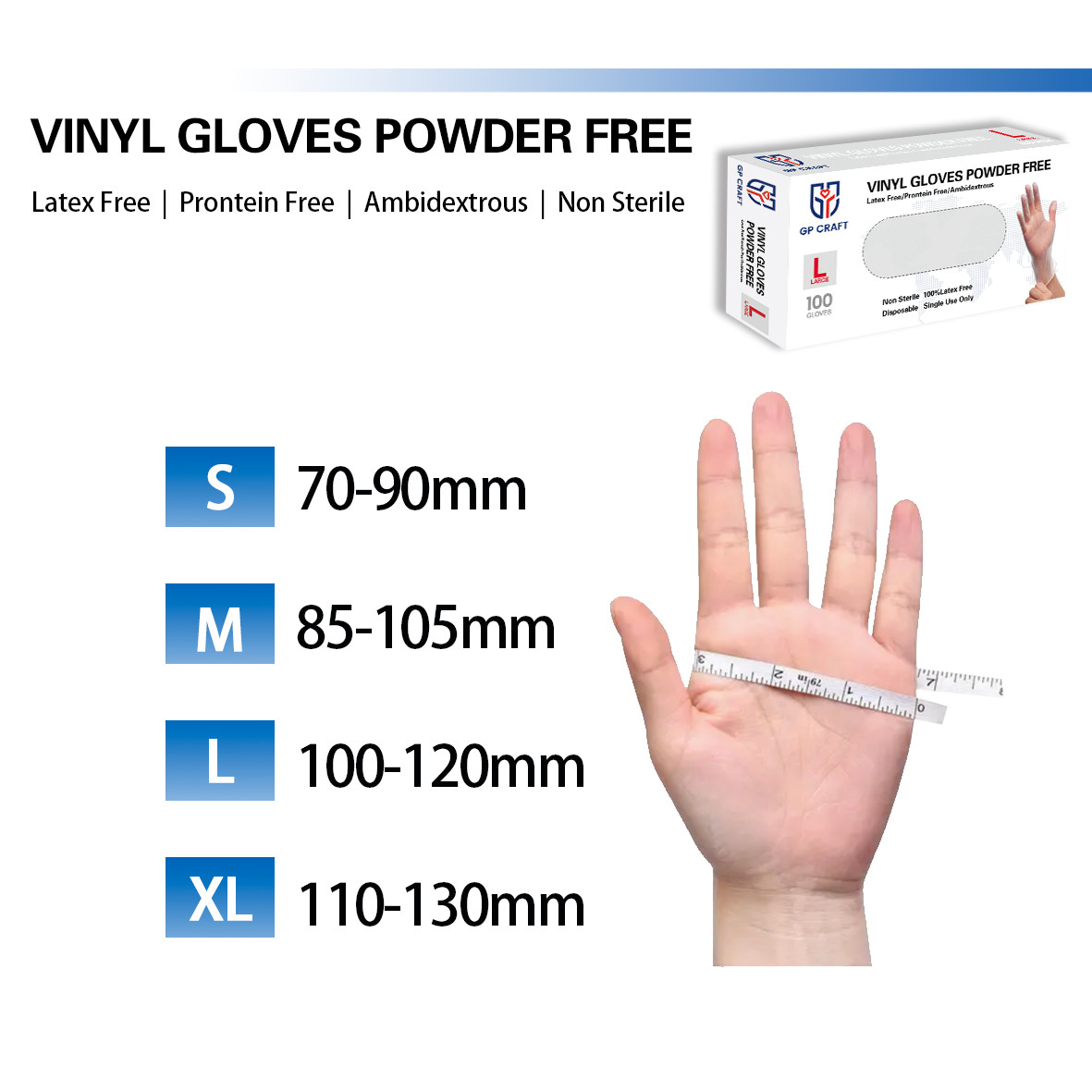 Disposable Vinyl Gloves, Food Safe, Latex-Free Powder-Free Clear Plastic Gloves