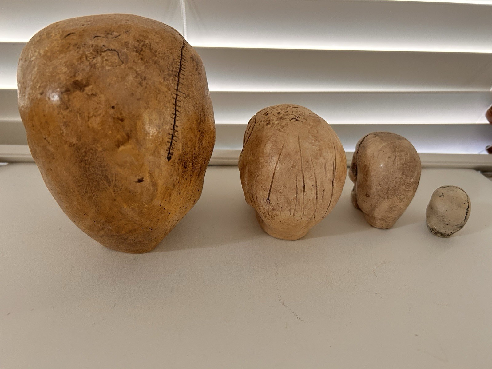 4 EA RANDOTTI ORIGINAL SKULLS LARGE, VOO DOO, PIXIE & SMALL SKULL ALL STILL GLOW